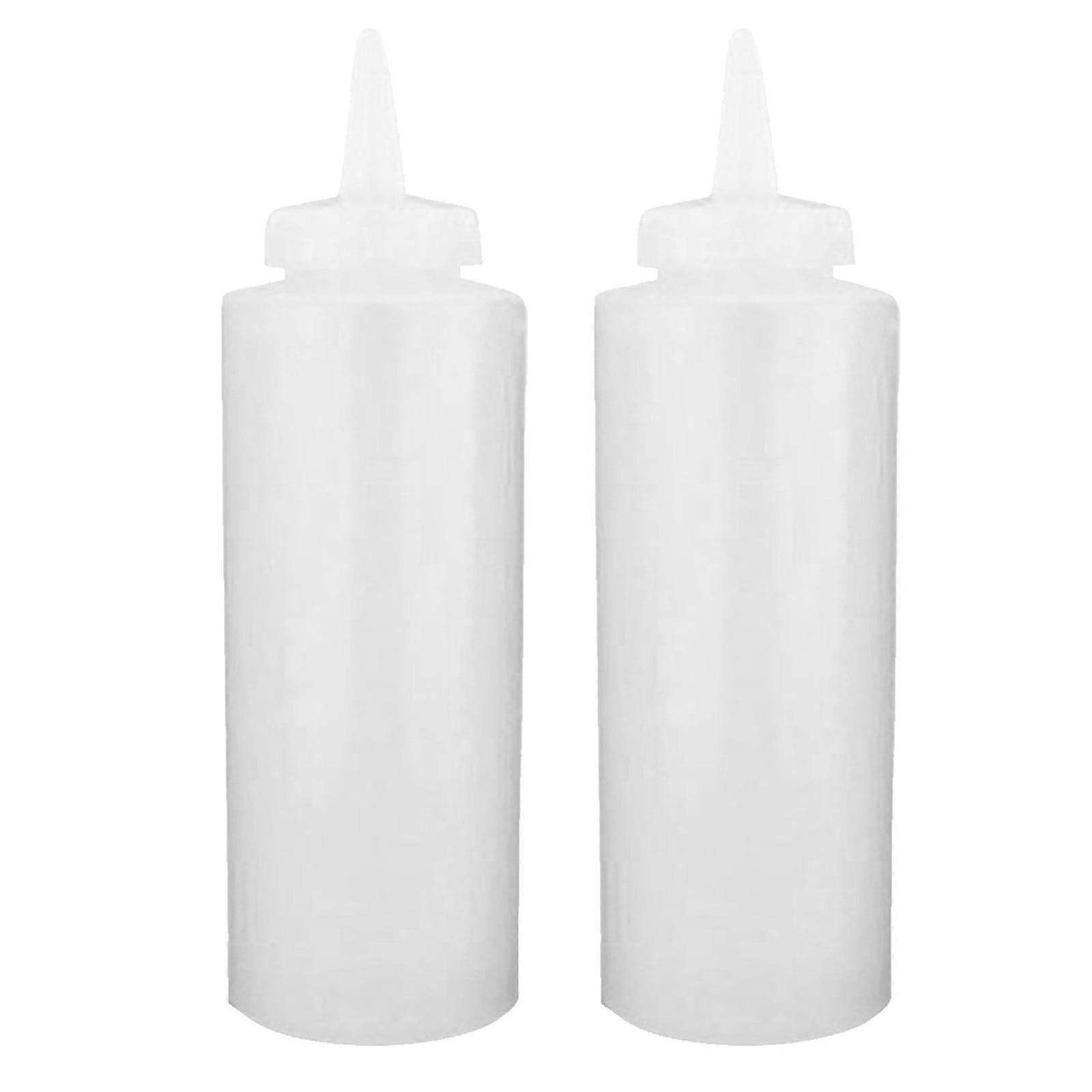 Uanit Set of 2 Large Clear Squeeze Bottle Condiment Squeeze Bottle Open-Tip Screw-On Spout Polyethylene Durable Plastic Diner Style 24 Oz