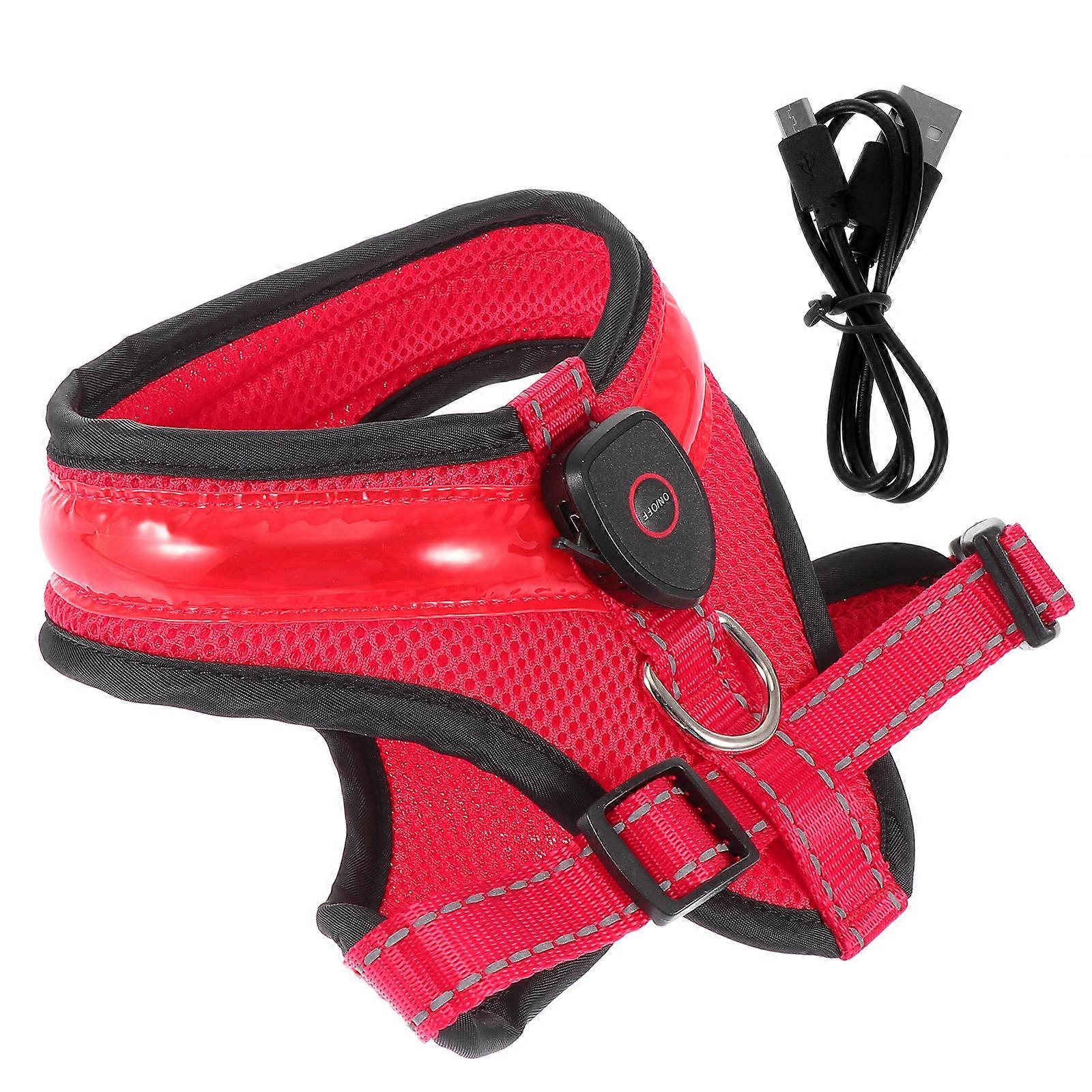 Pet Dog Vest Set for Night Safety 1Set Luminous LED USB Charging Vest