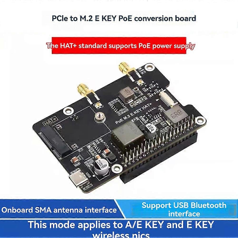 PCIe auf M.2 E KEY Adapter mit PoE-Funktion für Raspberry Pi 5 Kompatibel mit NGFF (M.2 E Key) Wireless NIC