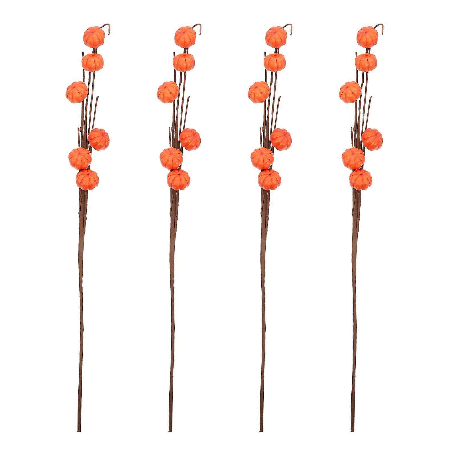 Pumpkin Decoration Decorative for Holiday Use 8Pcs Orange Artificial Branch