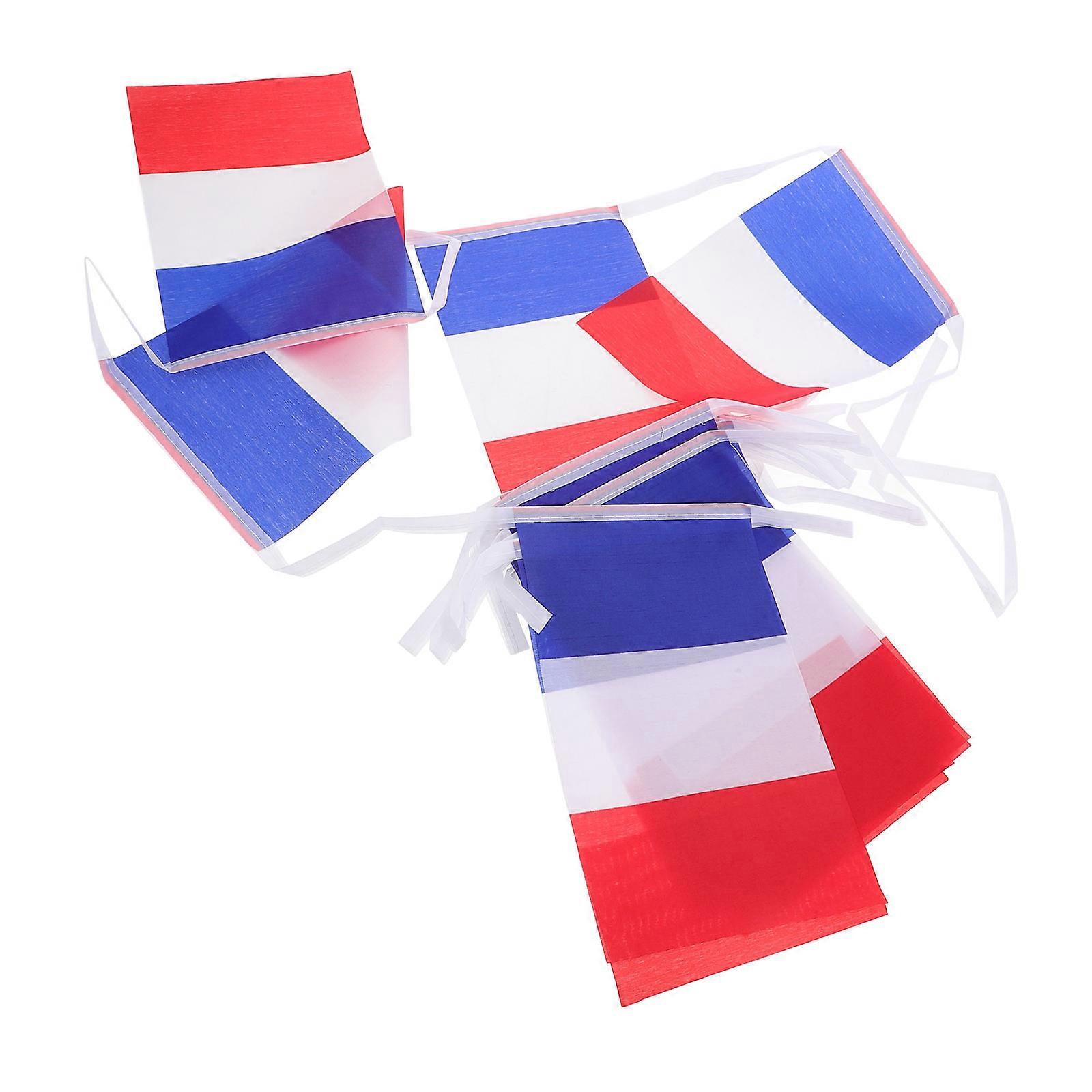 French Mini Flag String Banner Decoration For Party Garden Outdoor Events 5 Sets Multi Color Polyester