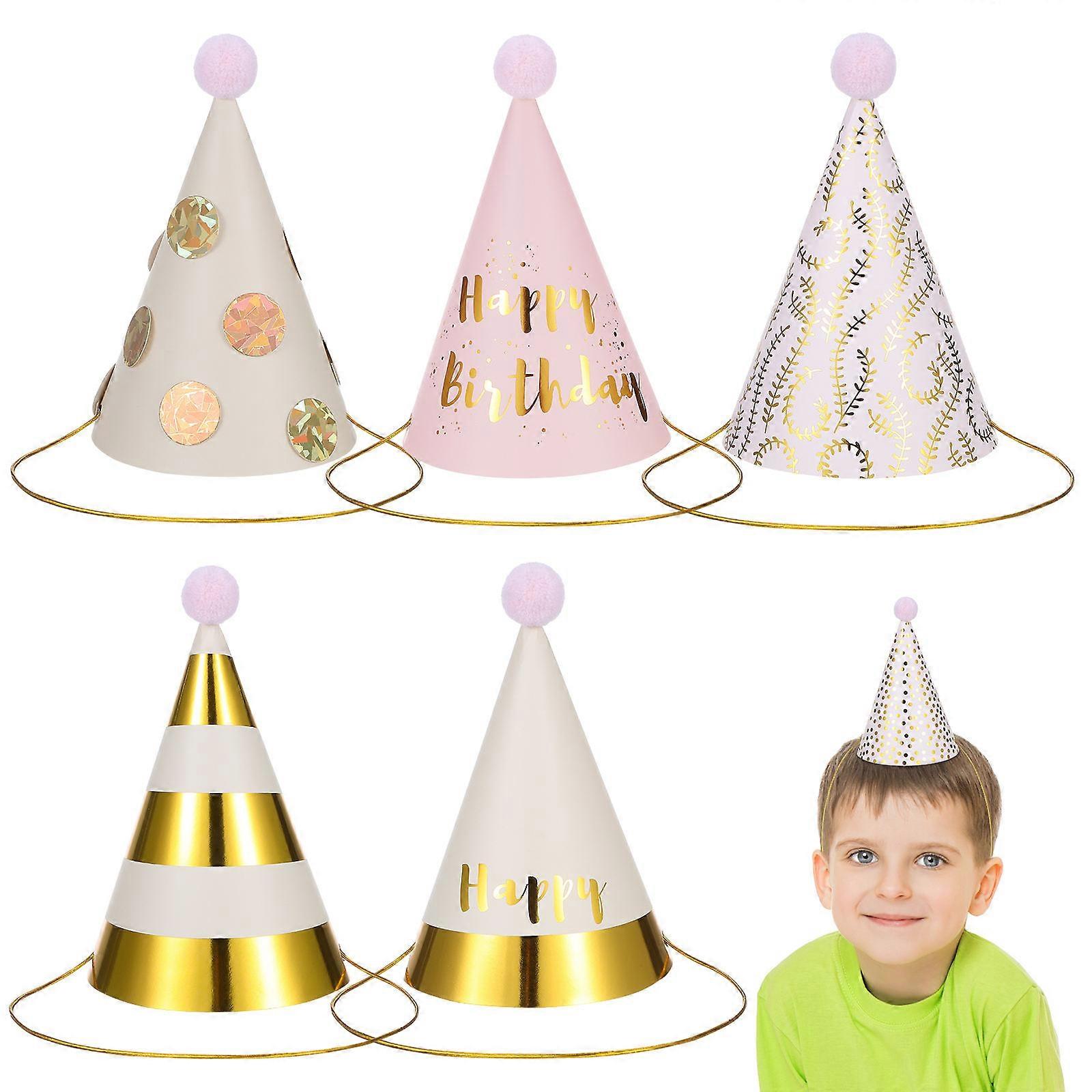 Unique Birthday Theme Hats Suitable For Children, Assorted Color Paper Party Decorations, 24Pcs To Enhance Celebrations