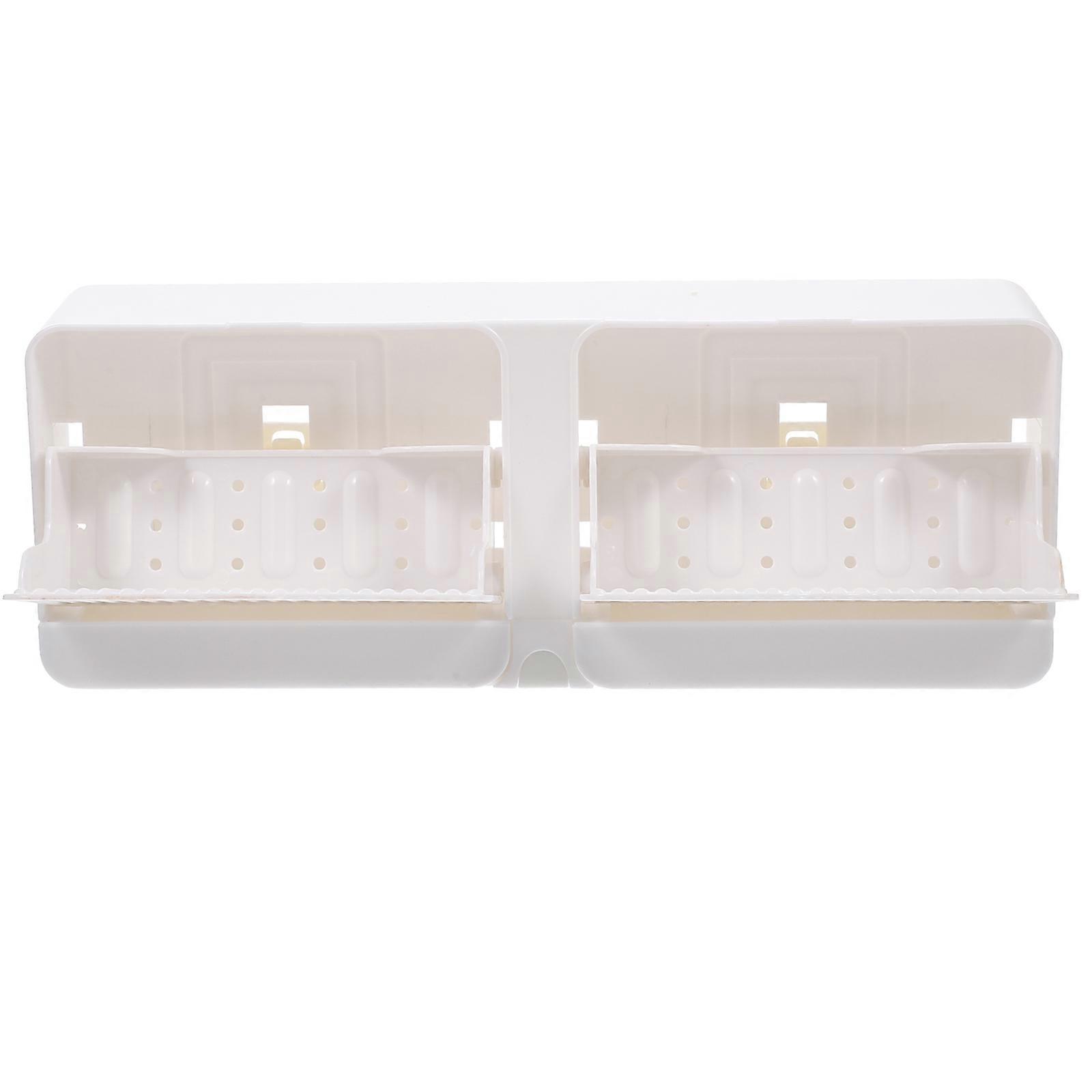 2Pcs Soap Storage Box With Drainage For Laundry Room And Bathroom Offering Waterproof Functionality In Sleek White Finish