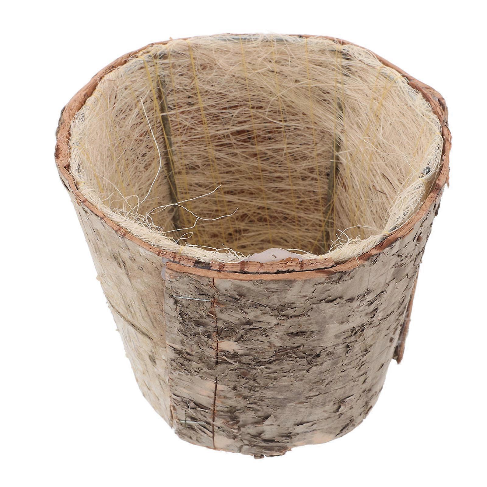 Birch Bark Planter for Flower Arrangement with 4Pcs Rustic Wood Pots