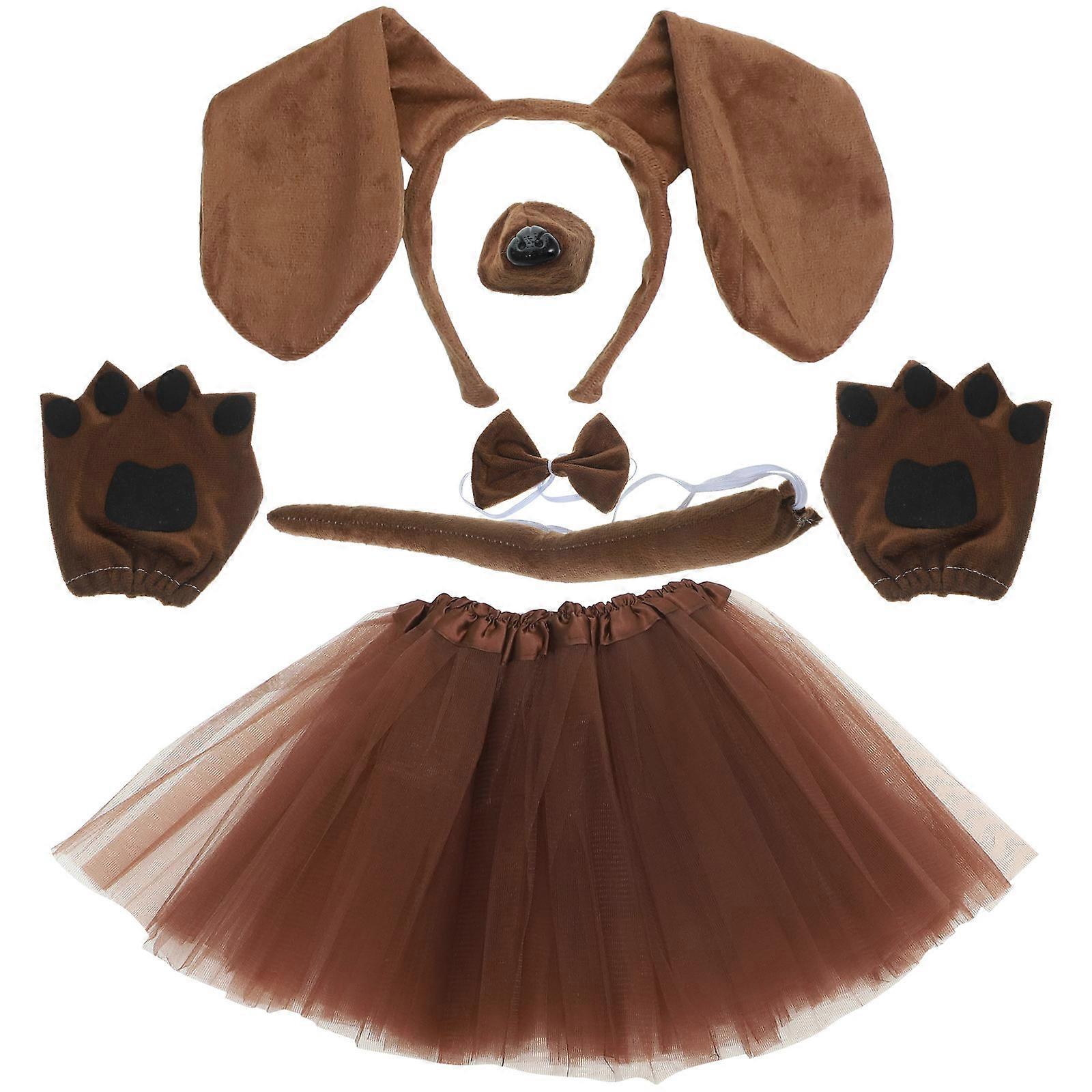 Dog Ear Headband And Tail Props For Children Including Bow Tie Gloves In Assorted Color 4Sets