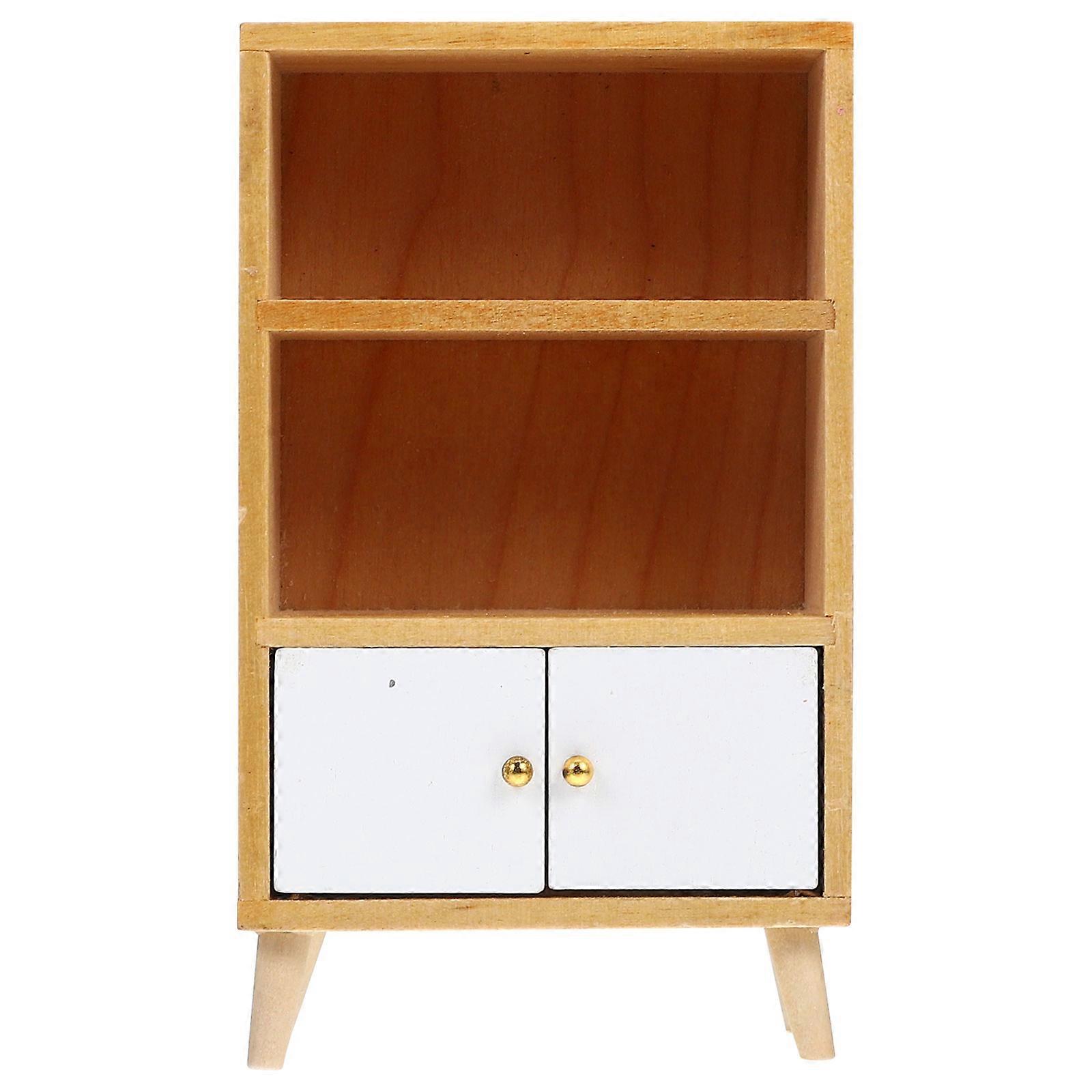 Doll House Miniature Wood Bookshelf for Decor 3Pcs Set