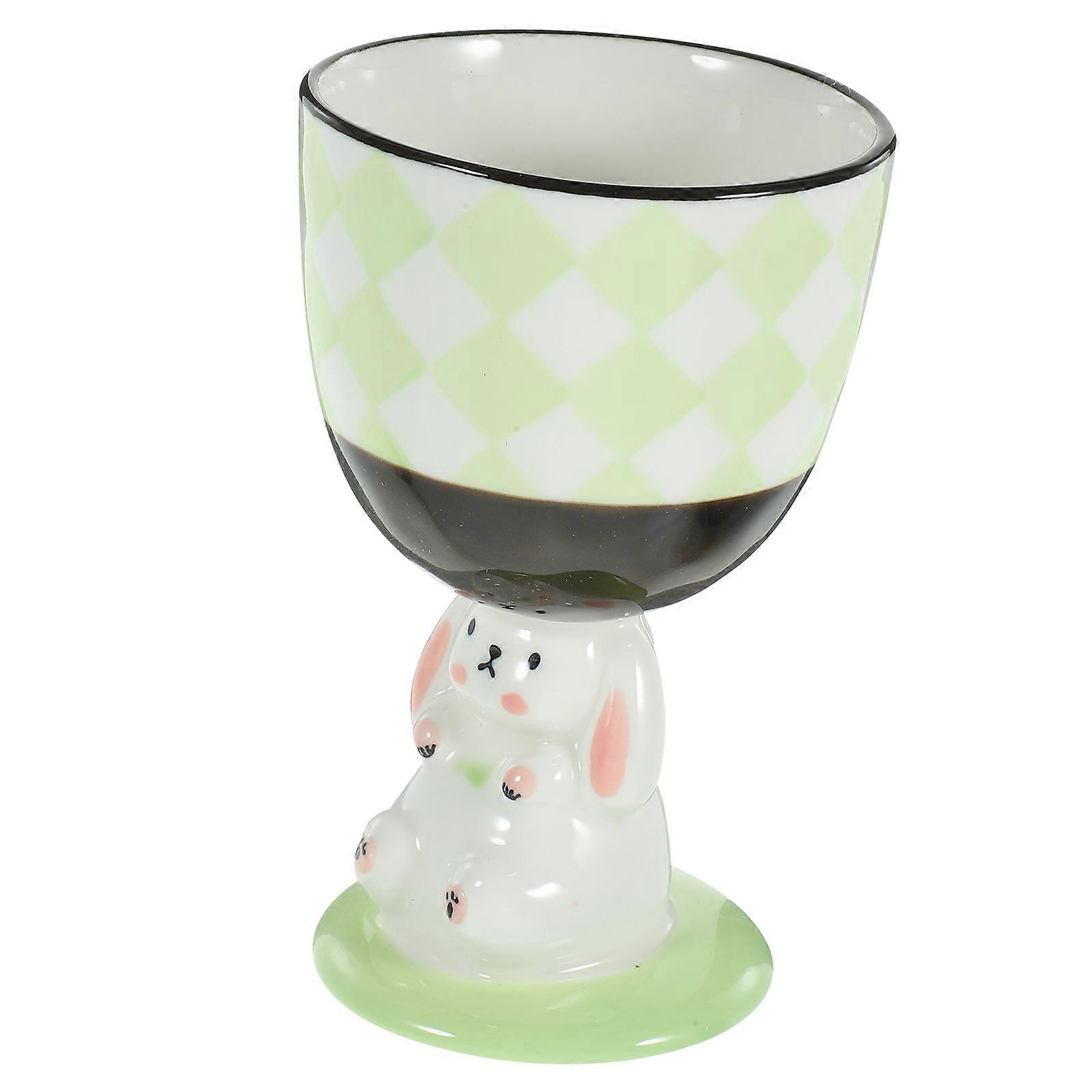 Footed Mug 5Pcs Bunny Shaped Ceramic Goblet Ideal For Daily Use And Easter Occasion Light Green