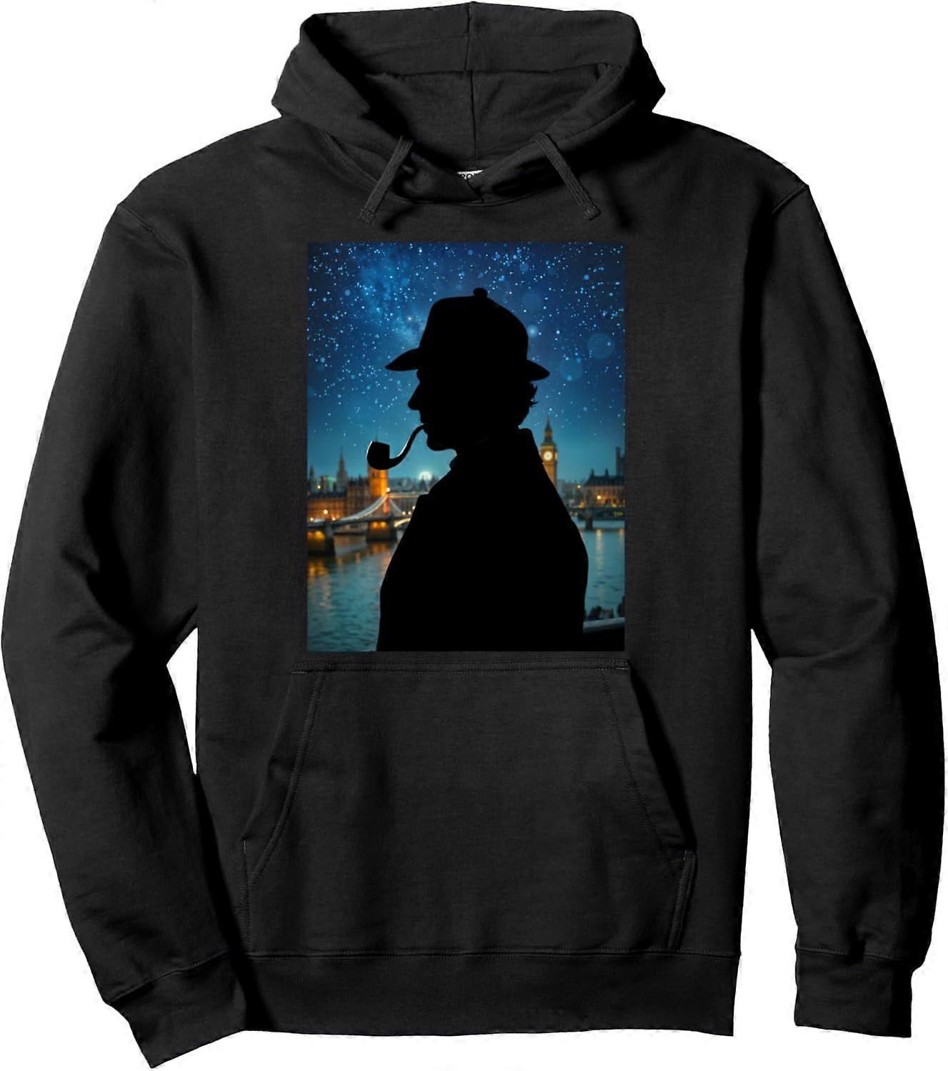 Sweat à capuche Sherlock Holmes Silhouette la nuit londonienne YX 343
