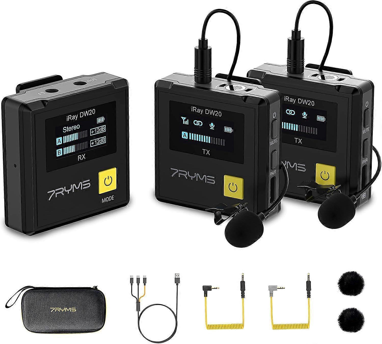 20 Wireless Lavalier Microphone with Intelligent Denoise