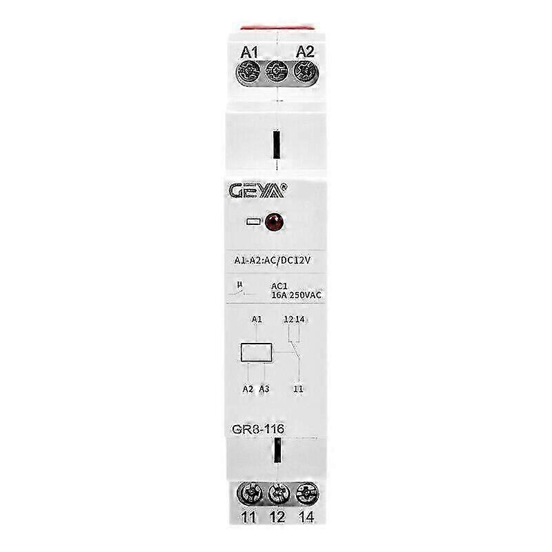 Auxiliary Relay AC/DC12V Electromagnetic Relay SPDT Module Relay Din Rail GR8-116 16A