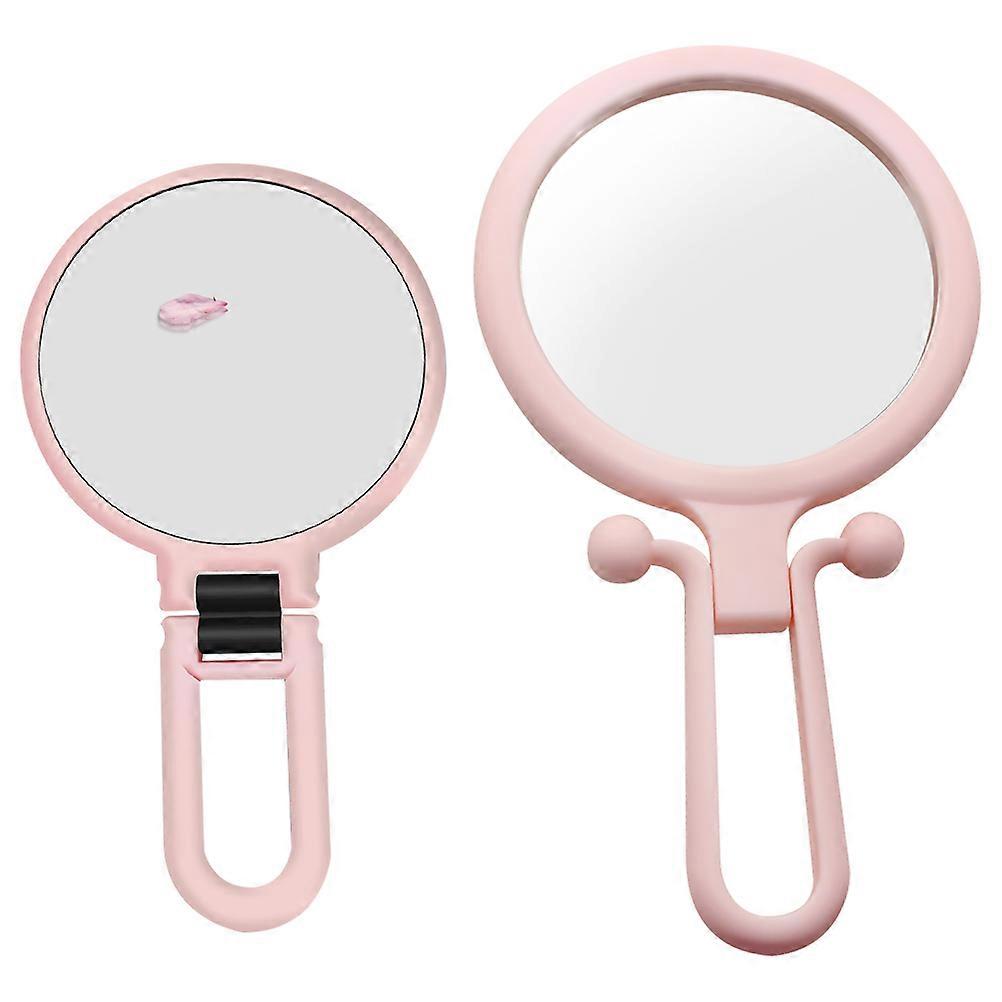 6Pcs Portable Makeup Mirror Double-Side Folding Mirror Pink