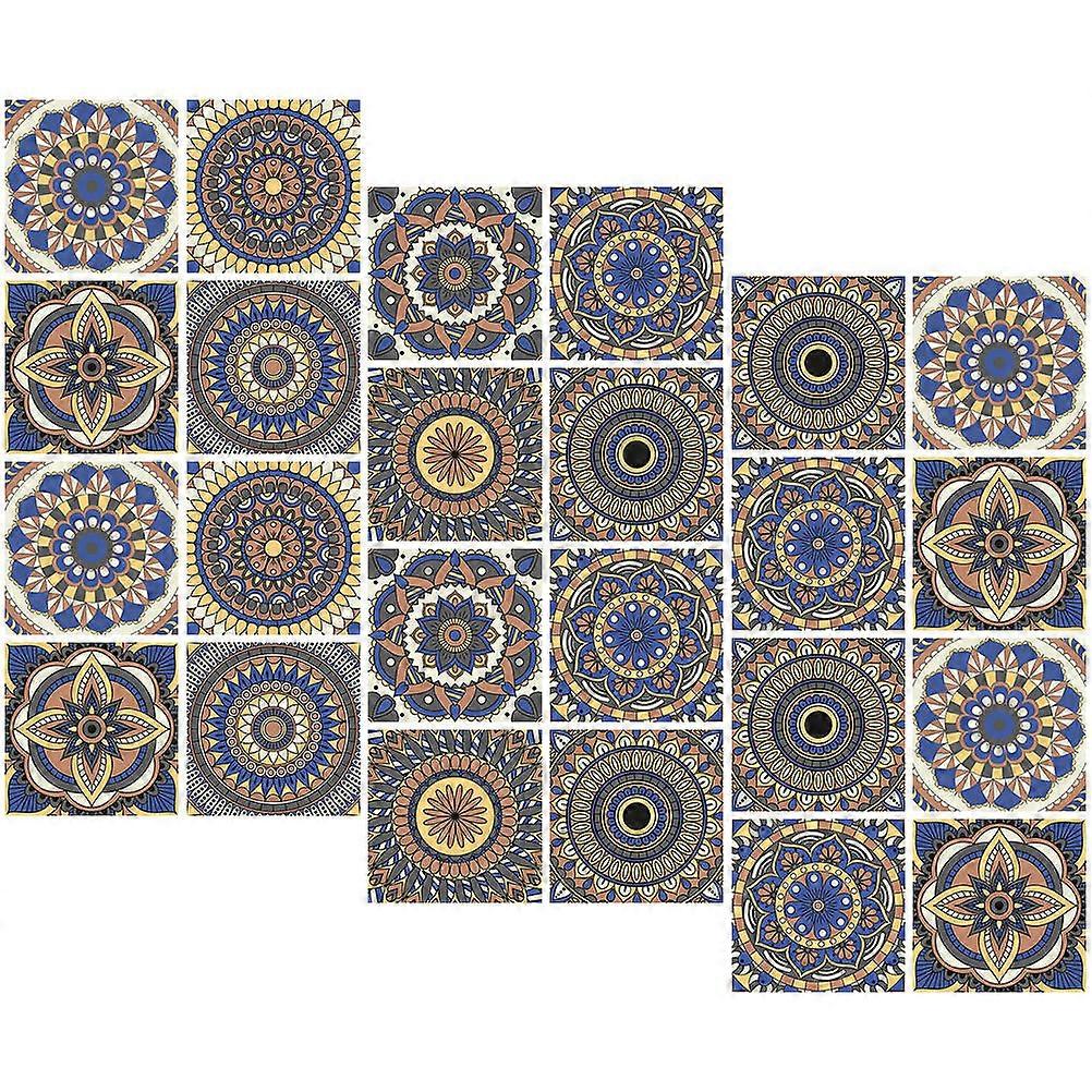 Peel and Stick Tile Stickers Ethnic Style for Home 96Pcs Set