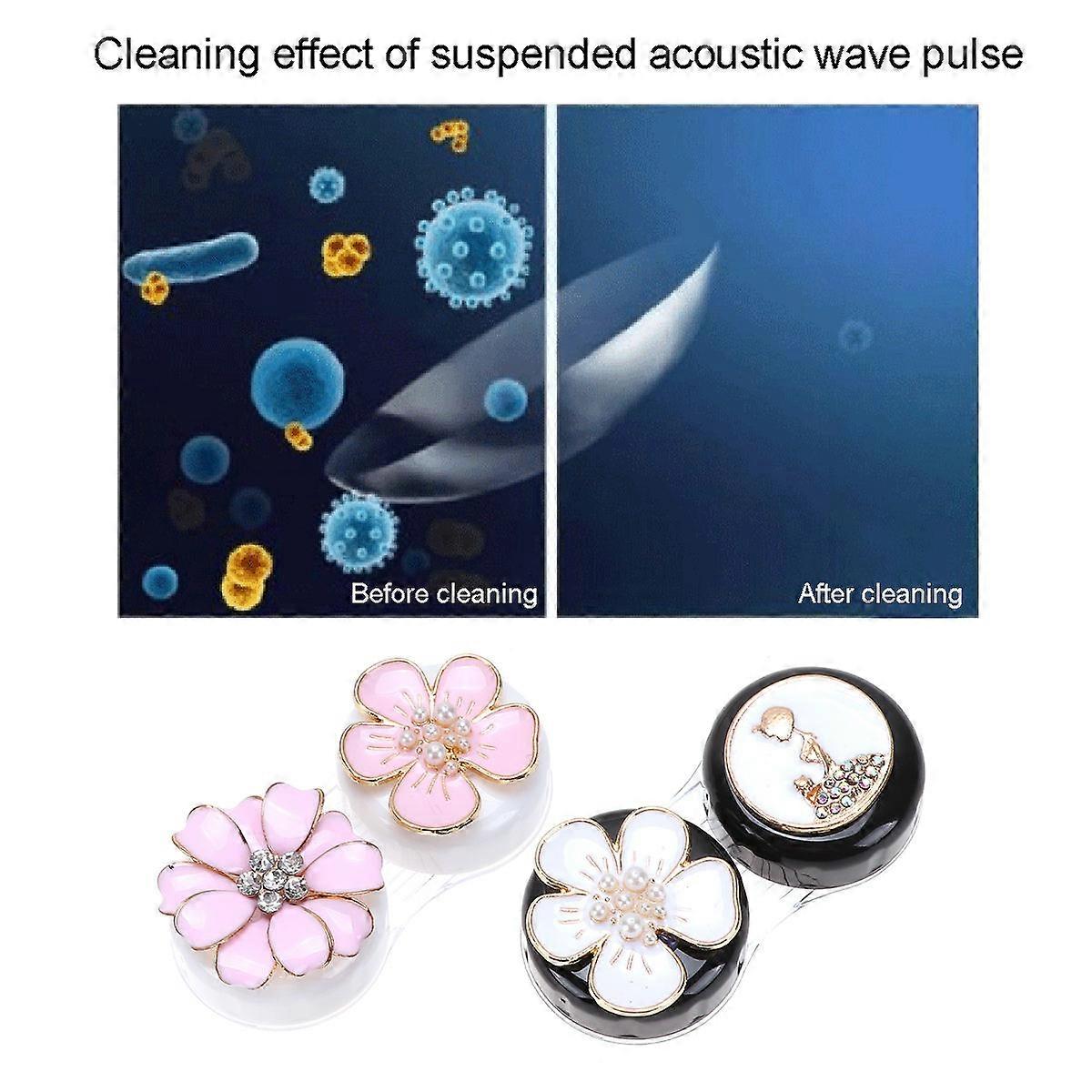 Portable Lens Case Floral Shape Eye Lense Boxes for Outdoor Activity Multi Color Waterproof 2Pcs
