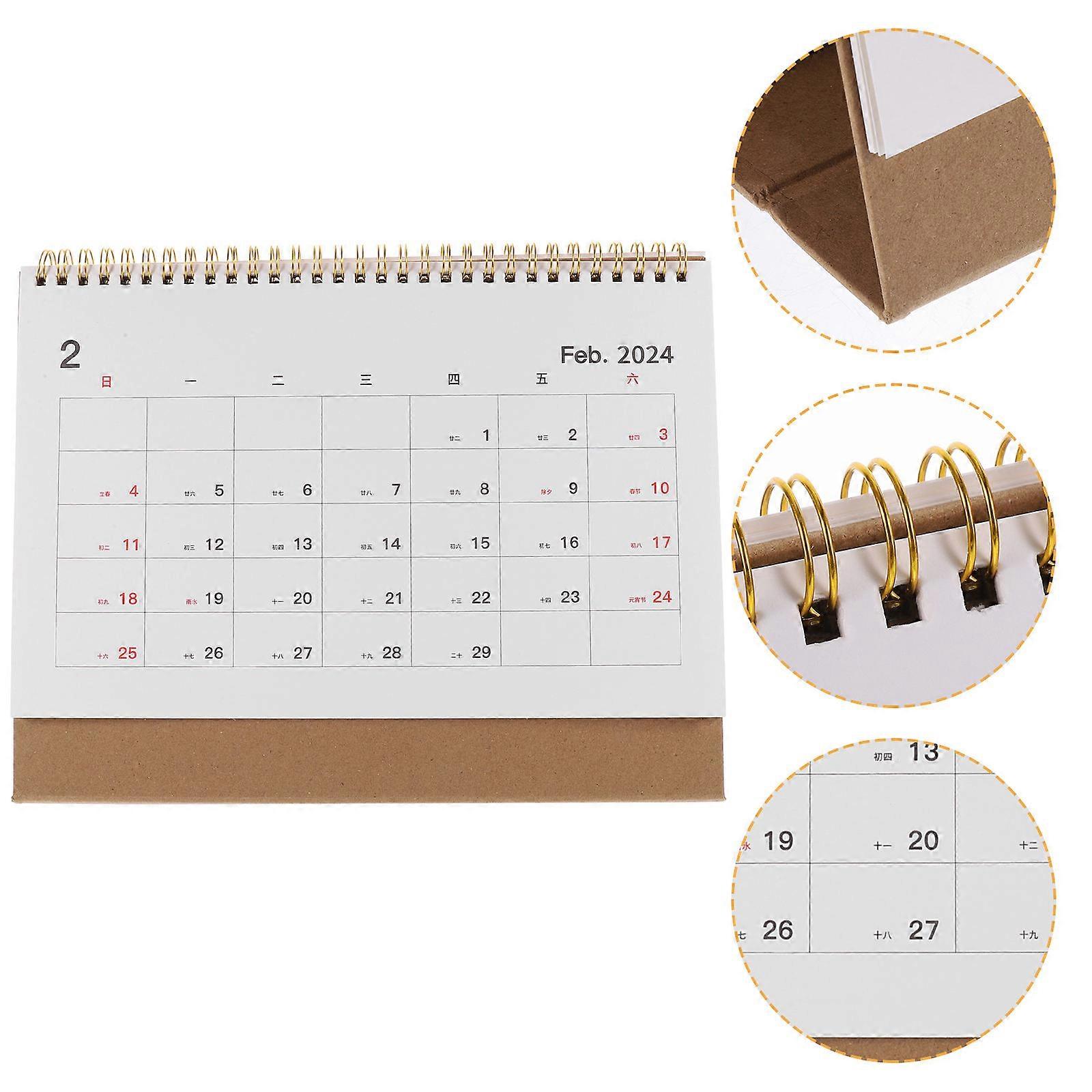Household Desk Calendar Desktop Calendar with Practical Design 2Pcs