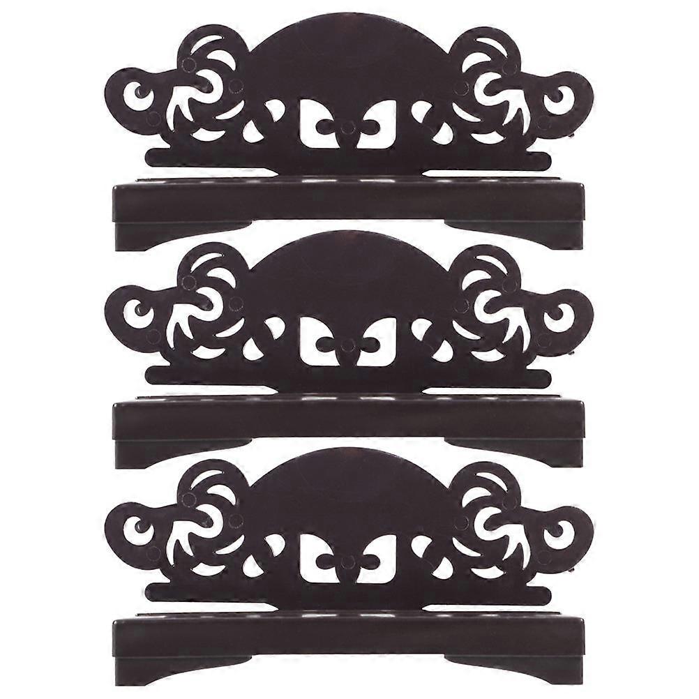 Japanese Hand Fan Stand 15 Pcs Retro Display Base Black Plastic Organizer Perfect For Fan Enthusiasts