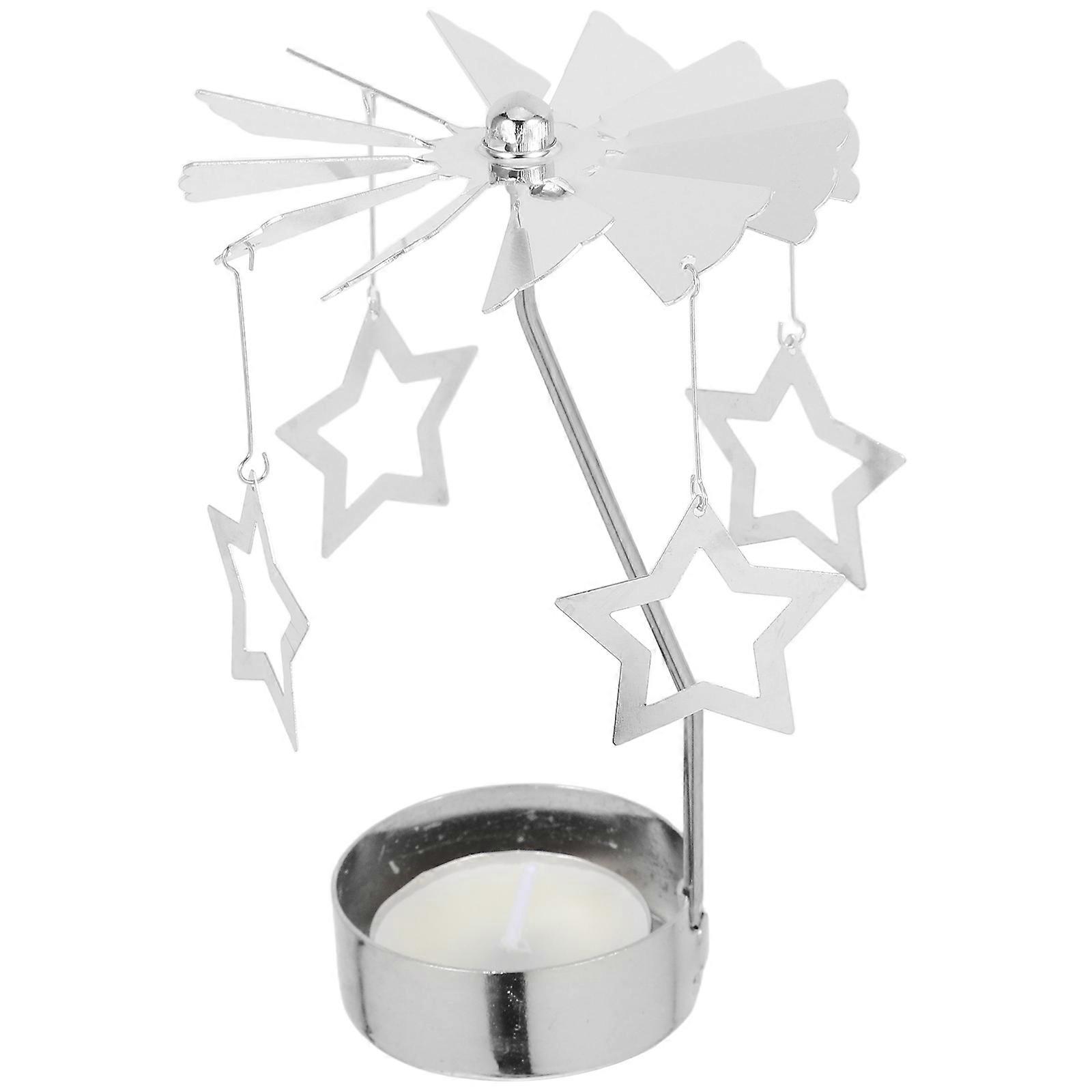 Silver Rotating Candlestick For Event Planners Wedding Table Centerpiece Modern Decorative Design 1Pack