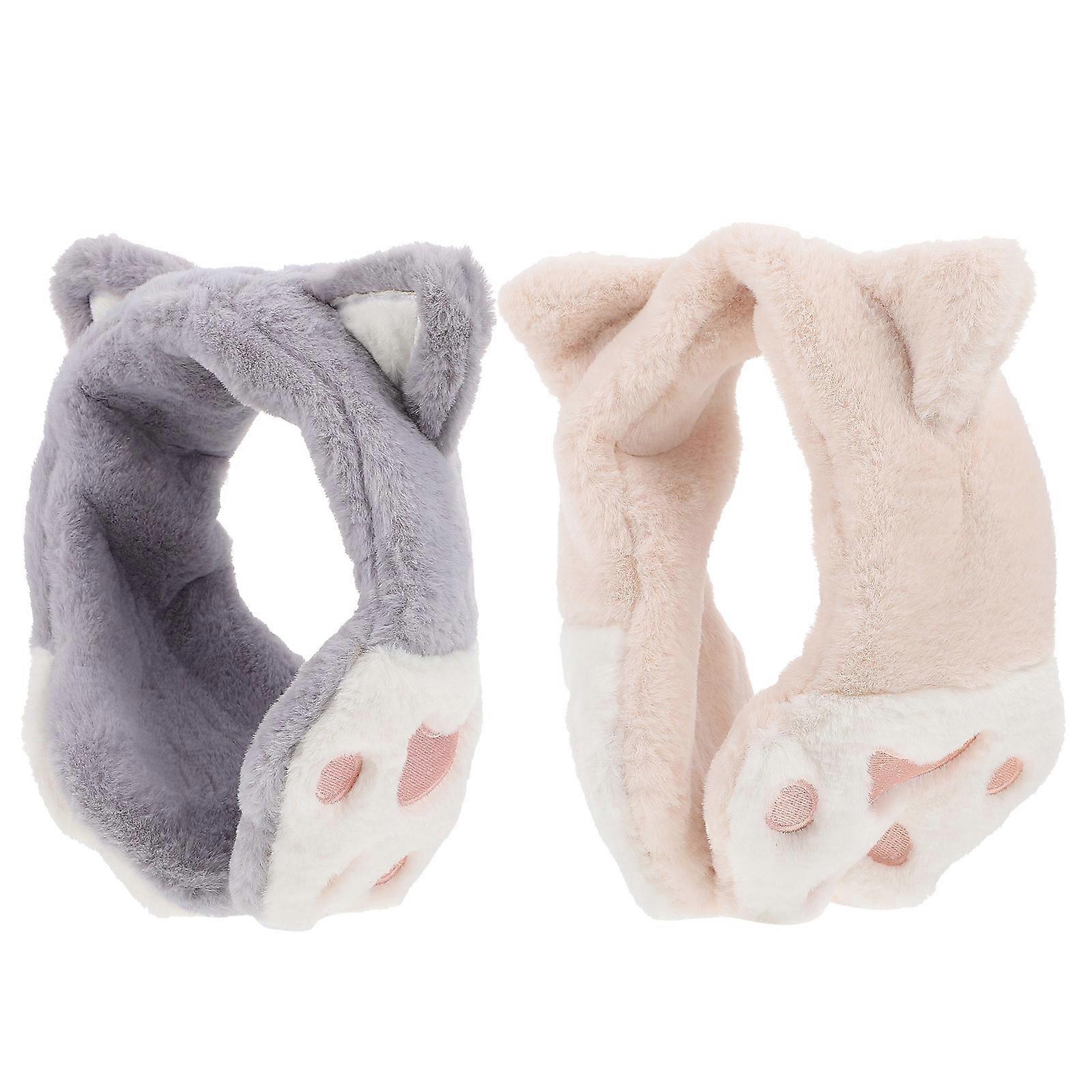 Cat Earmuff Plush Ear Muff Warm Plush Ear Muff for People Use 2Pcs