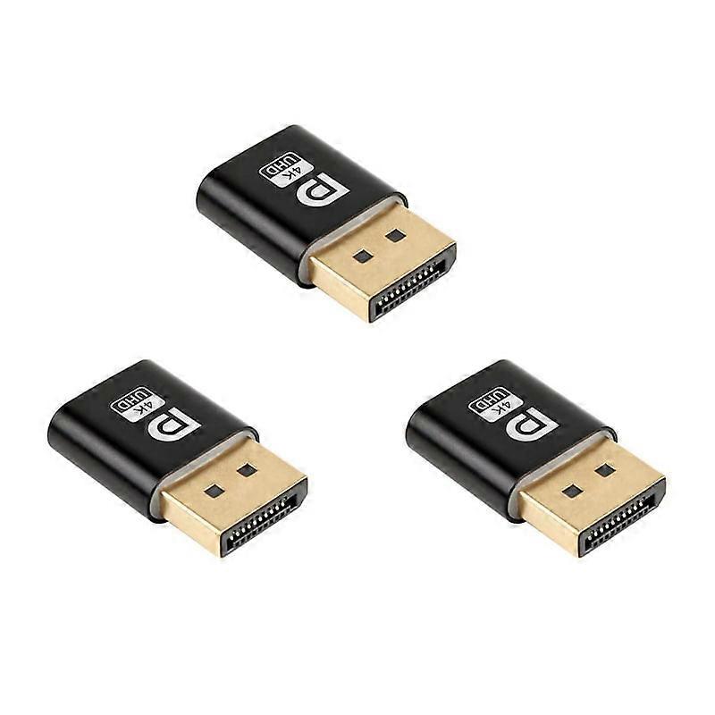 3X 4K Displayport Dummy Plug DP Virtual Display Adapter EDID Headless Ghost Emulator for PC Graphics Video Card