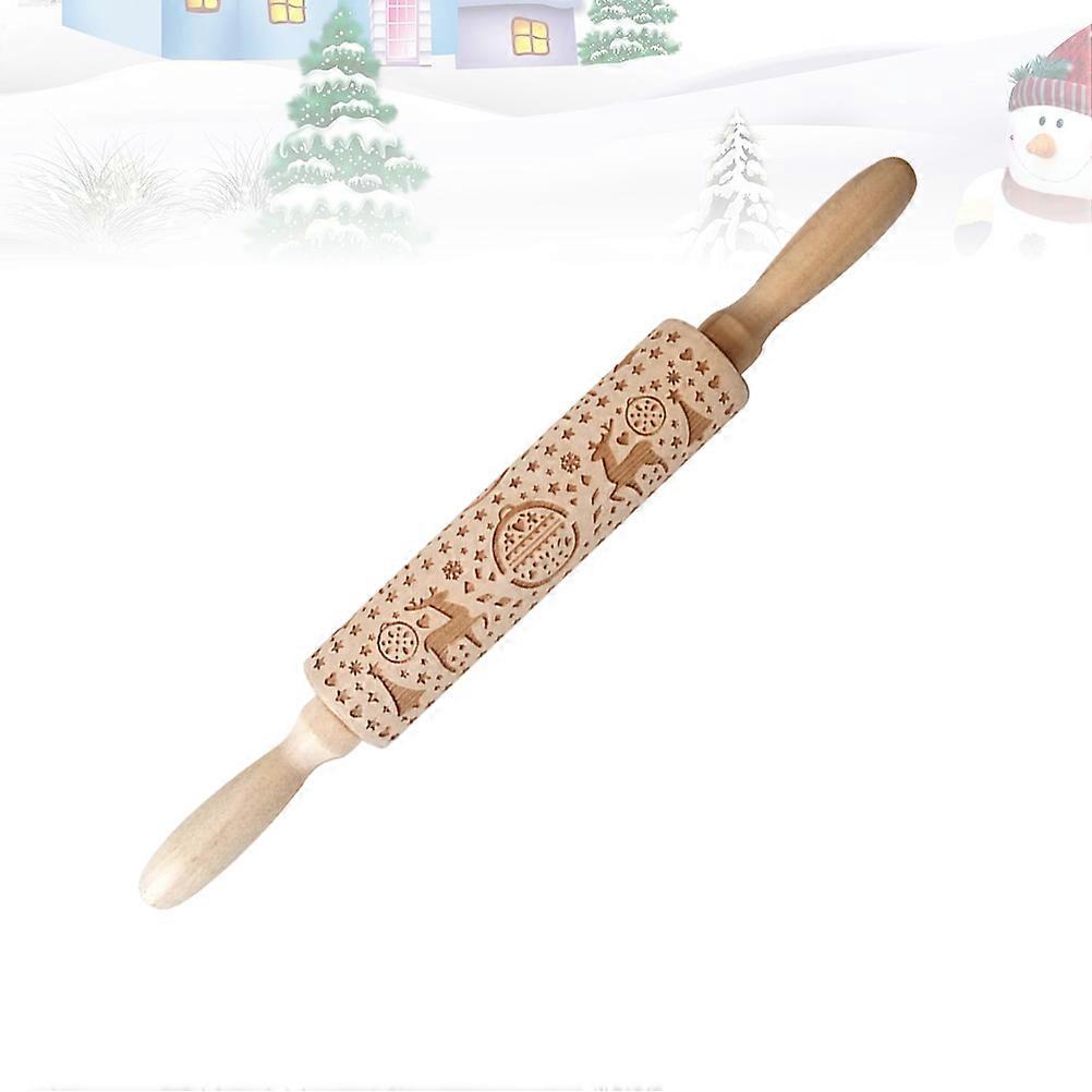 Wooden Dough Roller Pin for Kitchen Use 2Pcs Creative Embossed Rolling Stick