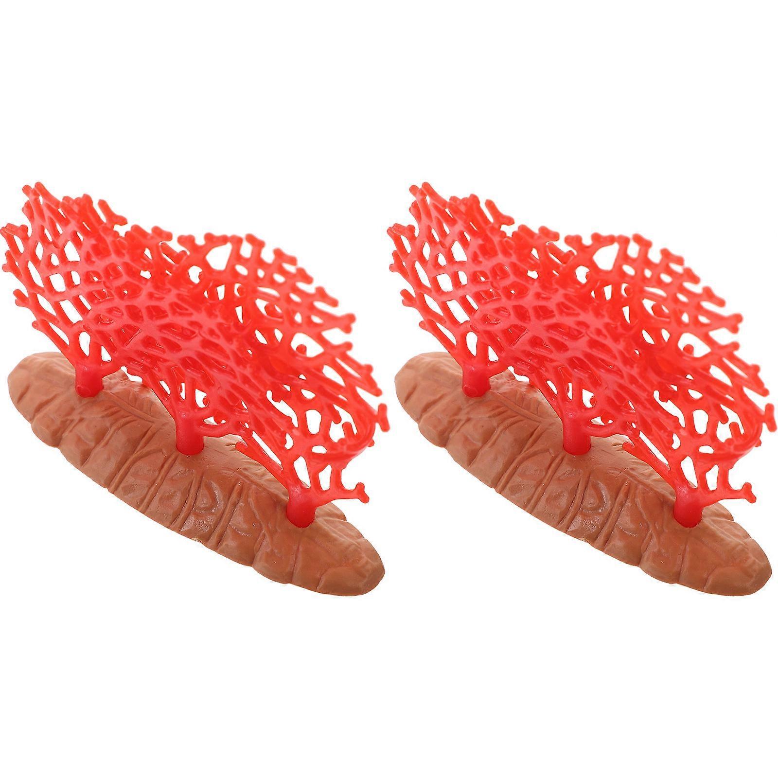 Red Coral Figurine Simulation Decor with Realistic Effect 4Pcs Set
