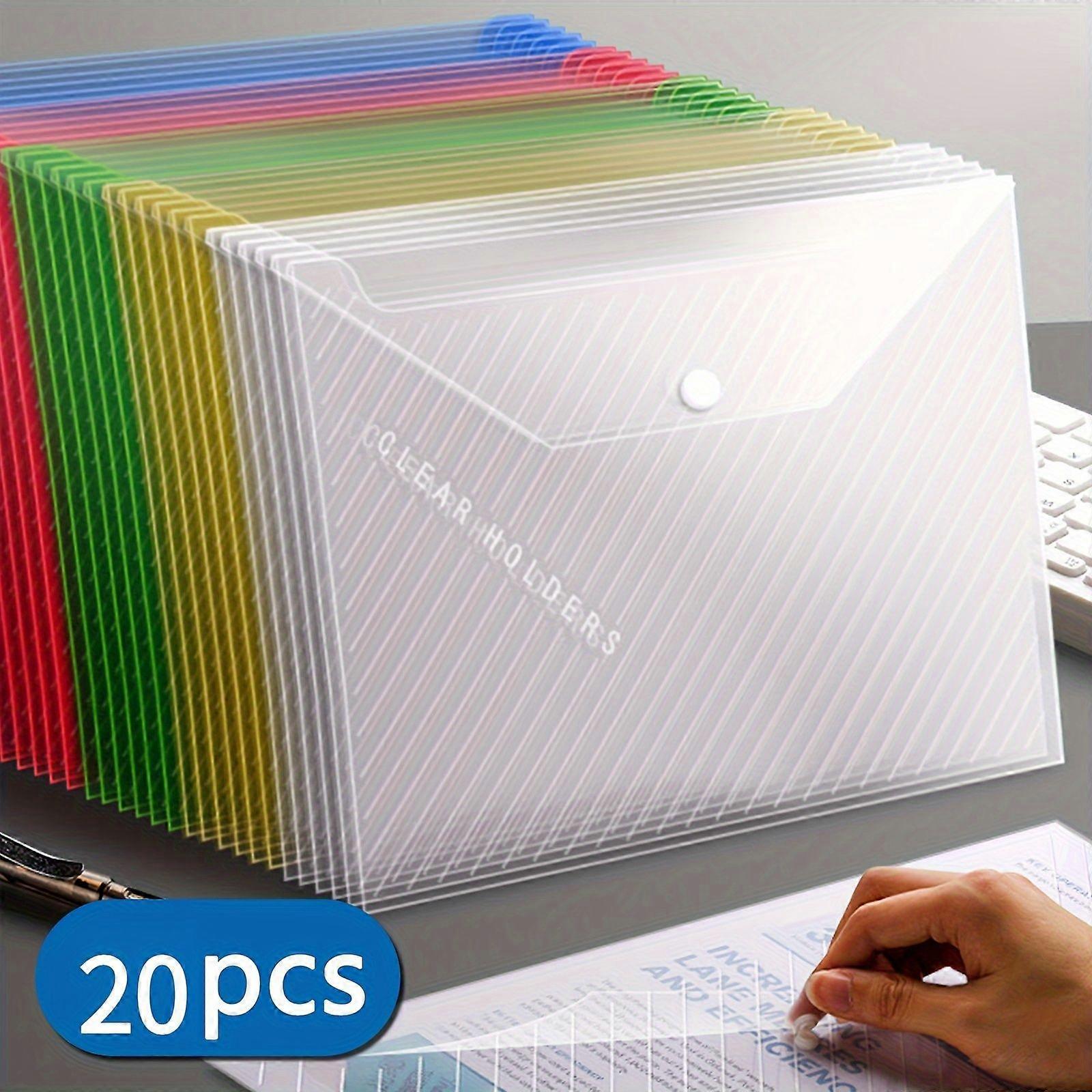 Transparent A4 Folders - Assorted Colors 20 Pieces With Snap Closure