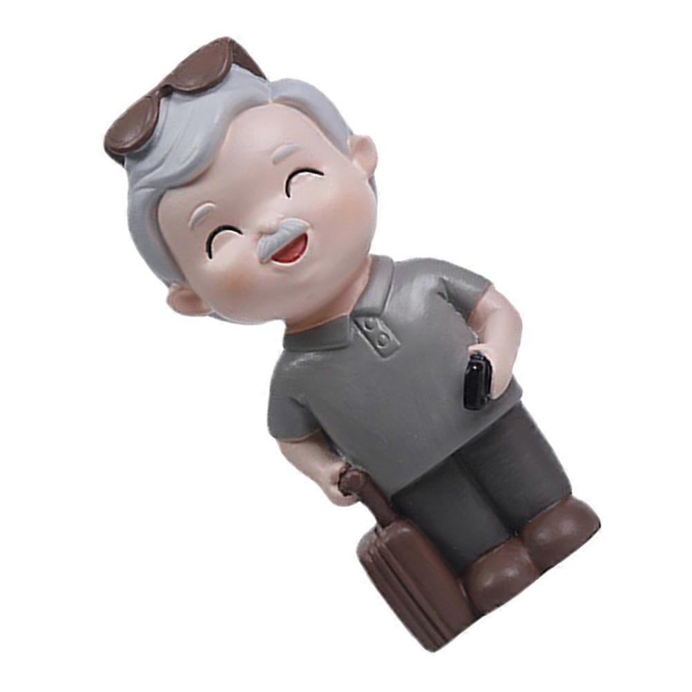 2Pcs Resin Miniature Figures for Car Decorative Use Elderly Cartoon Style