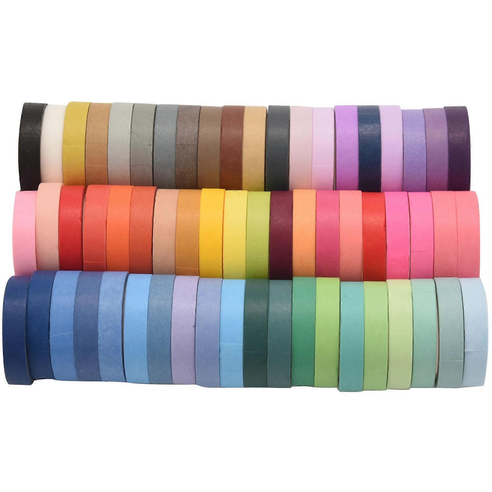 60 Pcs/Set Basic Solid Color Washi Tape Rainbow Masking Tape Decorative Adhesive Tape Sticker Scrapb