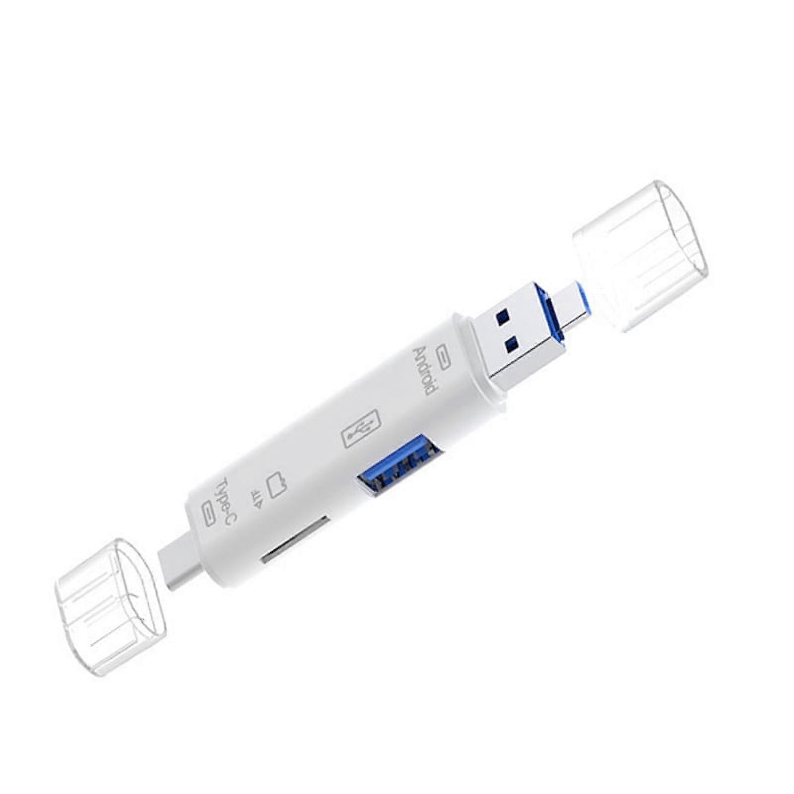 3-in-1 Card Reader with OTG Function Support USB 2.0 /Type C White