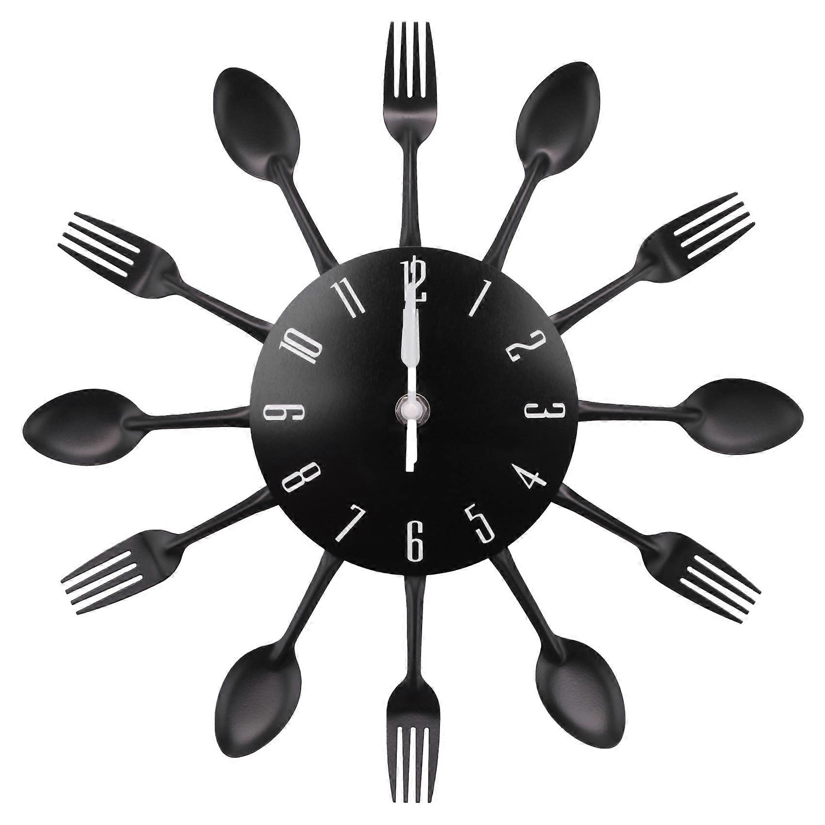 Noiseless Stainless Steel Knife And Fork Spoon Wall Clock Decor