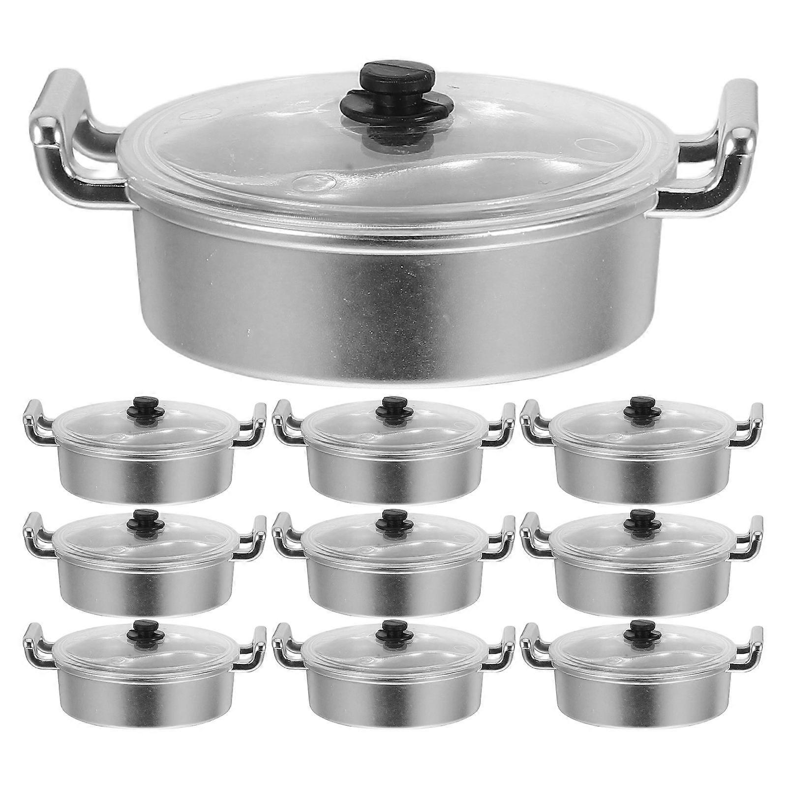 Mini Hot Pot Model for Simulation Cooking 10Pcs Plastic Mini Cooking Set