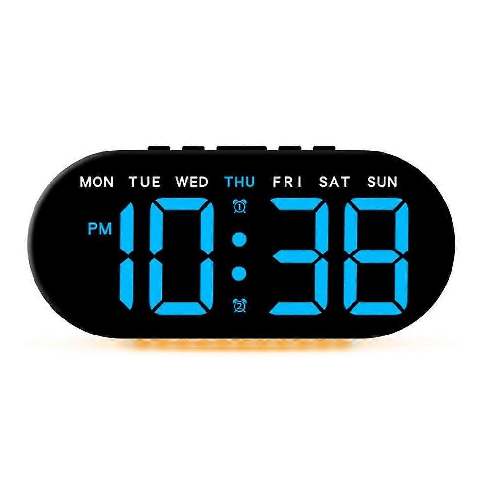 LED Alarm Clock With Date, Temperature, Weekday Display, Dual Alarm And Snooze, 4 Brightness Levels, Wall/Desk Mount (B)