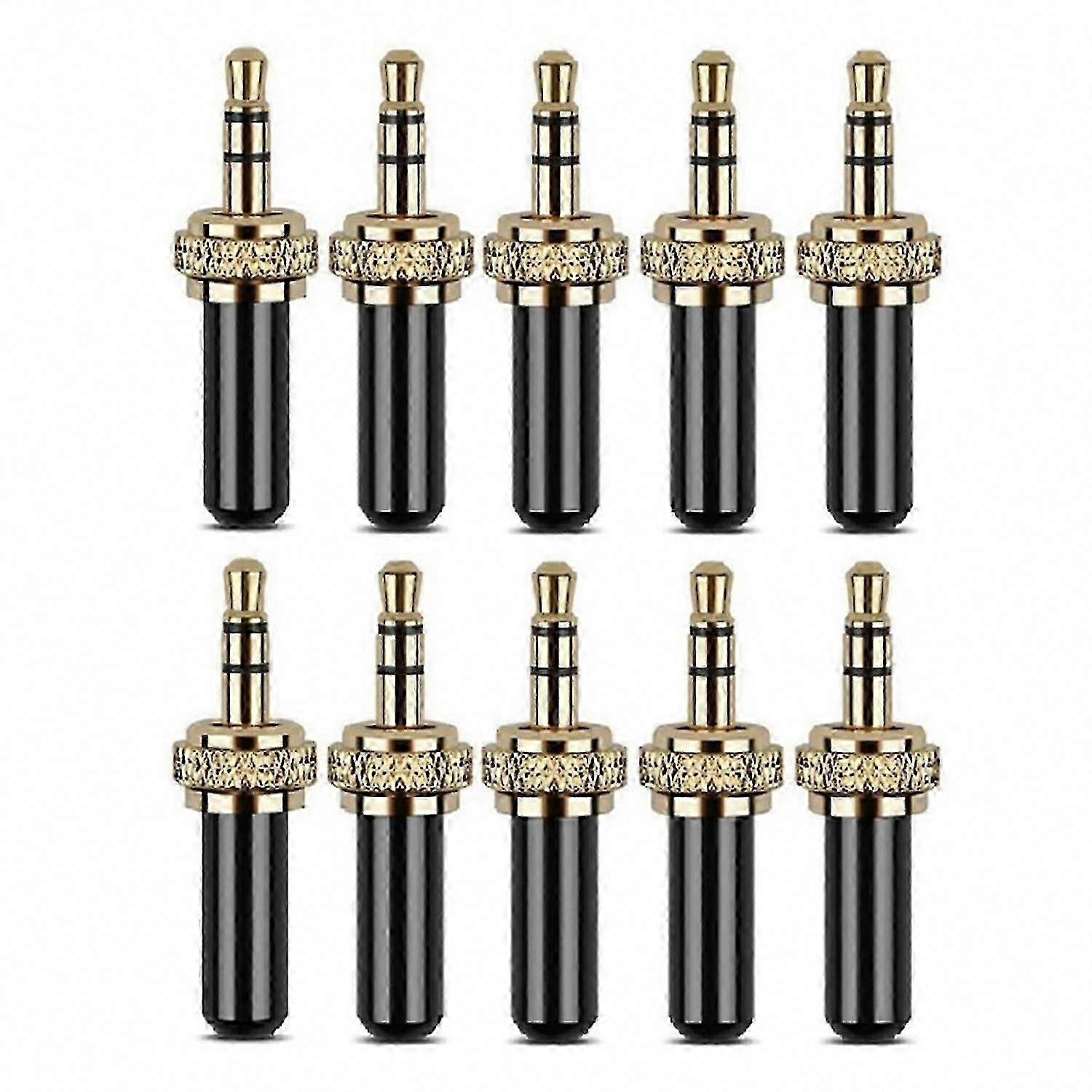 10Pcs 3.5mm Screw Lock Stereo Jack Plug Connector for Wireless Microphone Cable