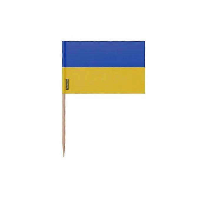 Toothpicks Ukraine Flag - 6.5 cm - 100 pieces - Adhesive plastic - Bamboo stick - Pixelforma