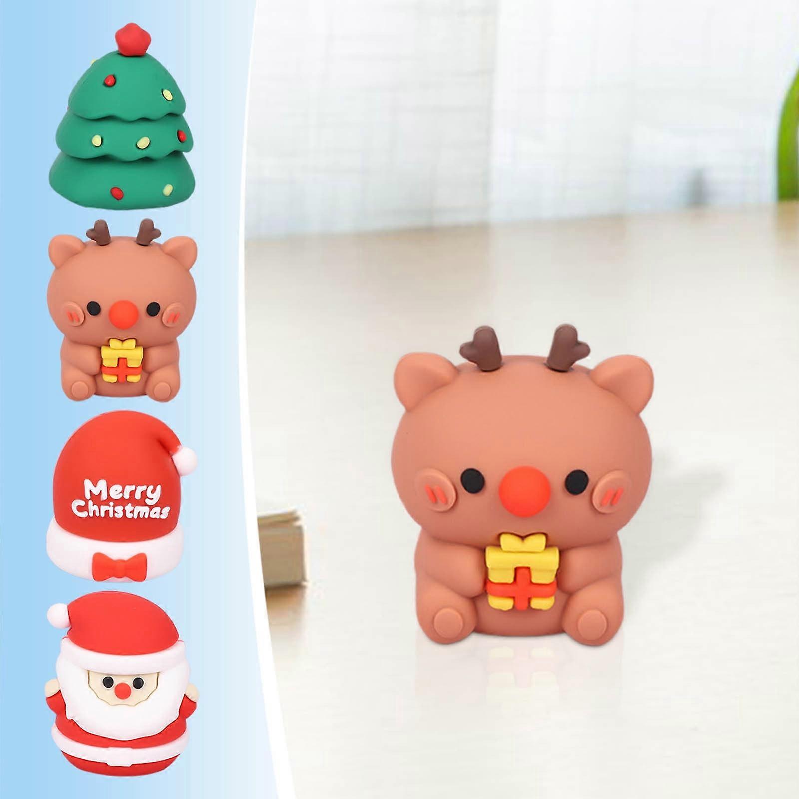 Jacenvly Christmas Ornaments Set: Deer Pencil Sharpener, Silicone Mini Manual Sharpener, Cute Portable Design, Soft Rubber Decor – Compatible with