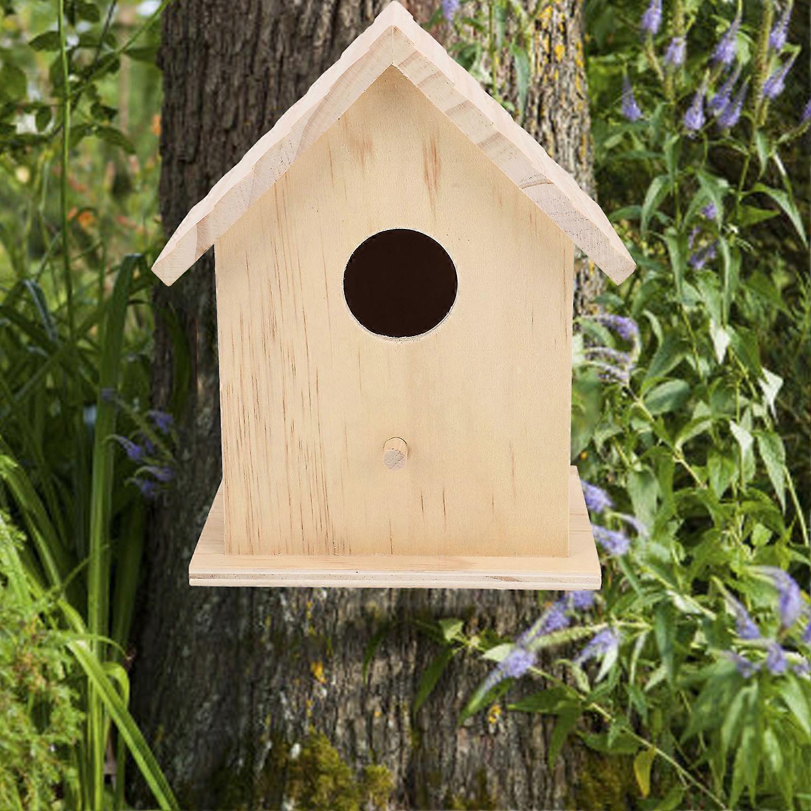 Bird House Paintable Unfinished Wood Bird Breeding Nesting Box for Pet Birds Rest Relax 