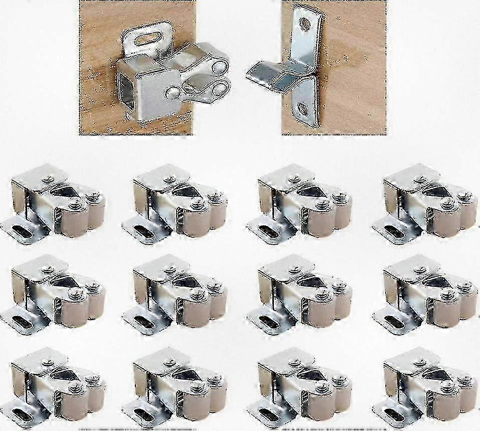 12x Double Roller Cabinet Latch - Stainless Steel Drawer Hardware Set