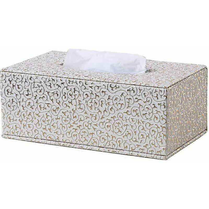 Rectangular Leather Tissue Box for Home/Office/Car (Gold)