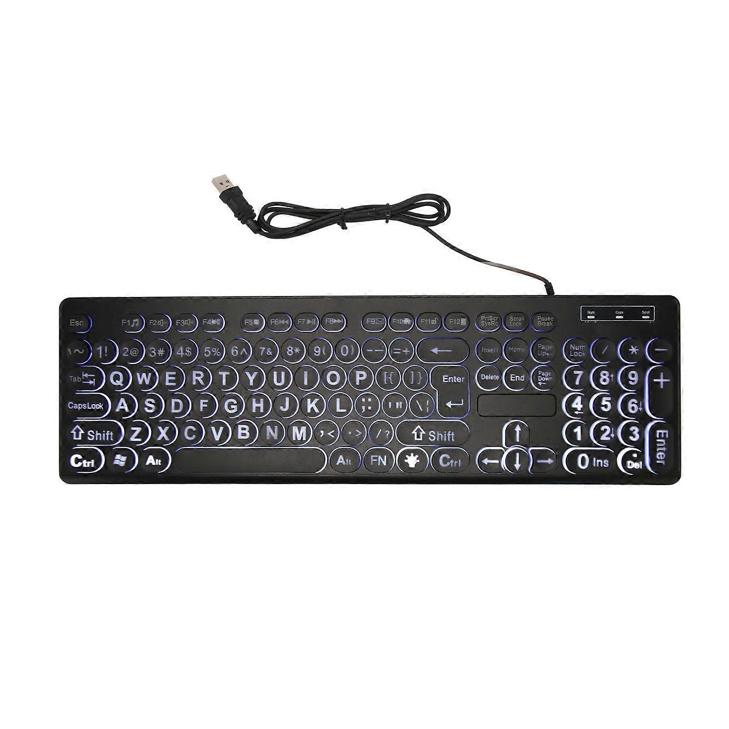 104 Key Wired Keyboard Backlit Large Print Keyboard Business Standard Keyboard for Elderly Visually 