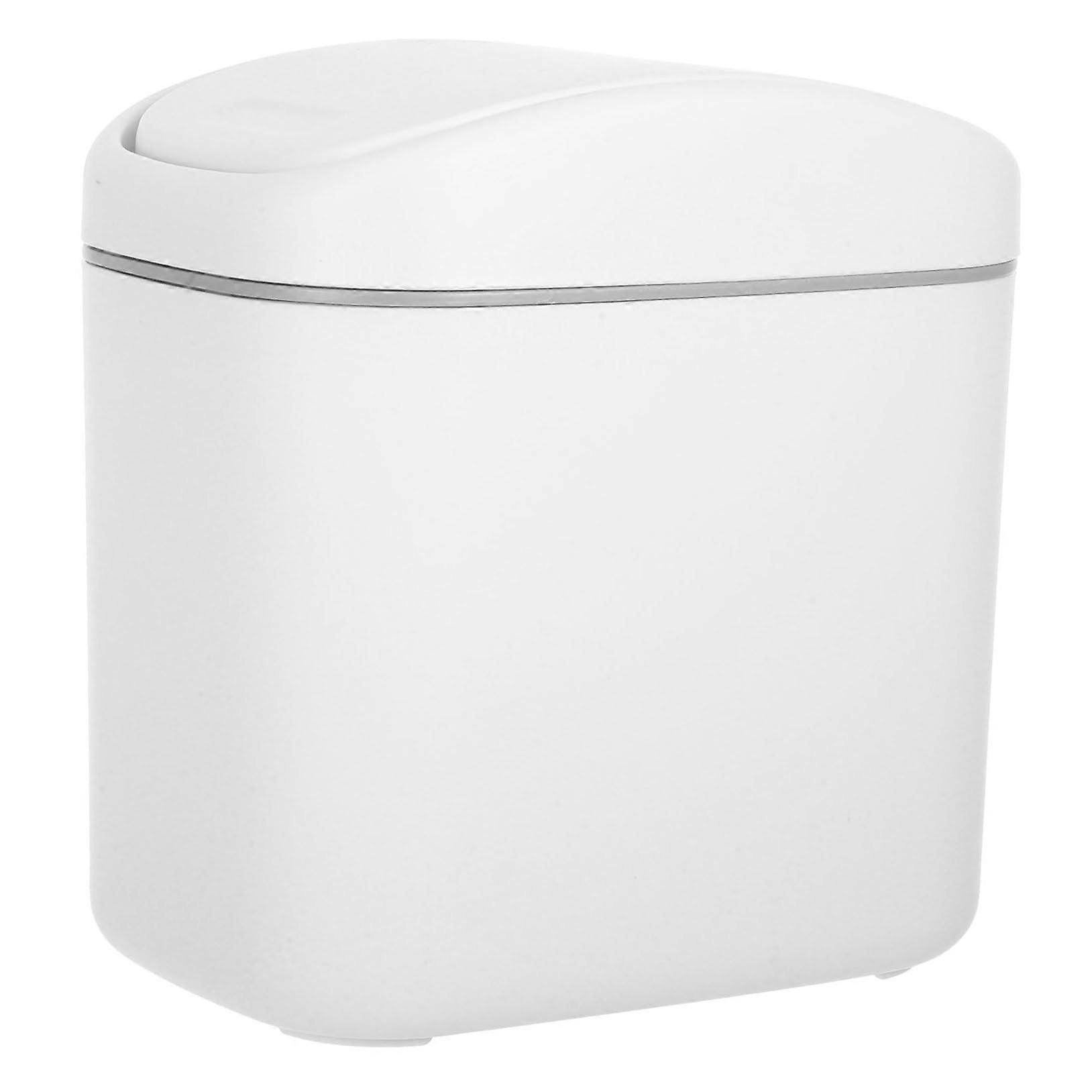Mini Trash Can With Lid Portable Desktop Waste Basket For Home Office Snow Mountain White Small Garbage Bin Desk And RV