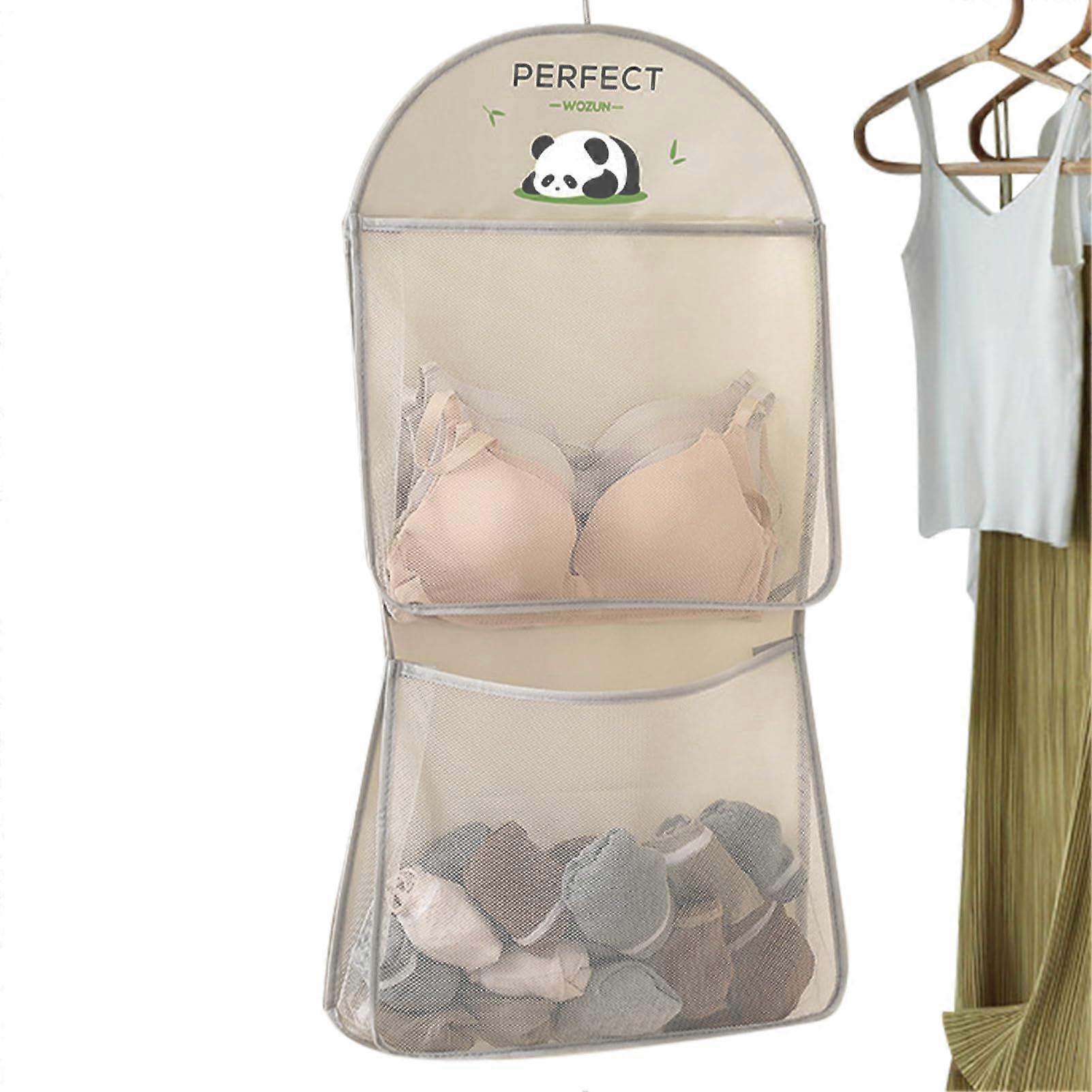 Cabinet Mesh Storage Bag 2Tier Hanging Organizer With Hook Clear Panels NoDrill Folding Bag For Dorm RV Closet