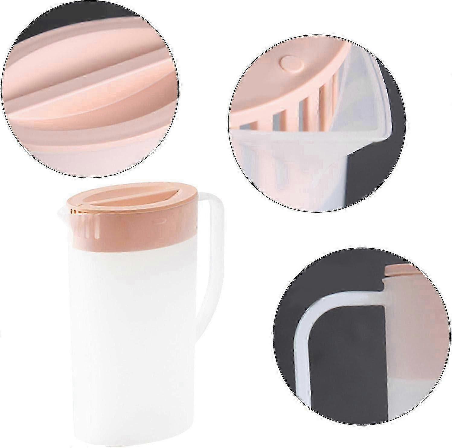 2X Plas-tic Water Jugs with Lid and Handle, Juice Pitcher for Fridge, Hot/Cold Water Pitcher Drink Containers for Lemonade