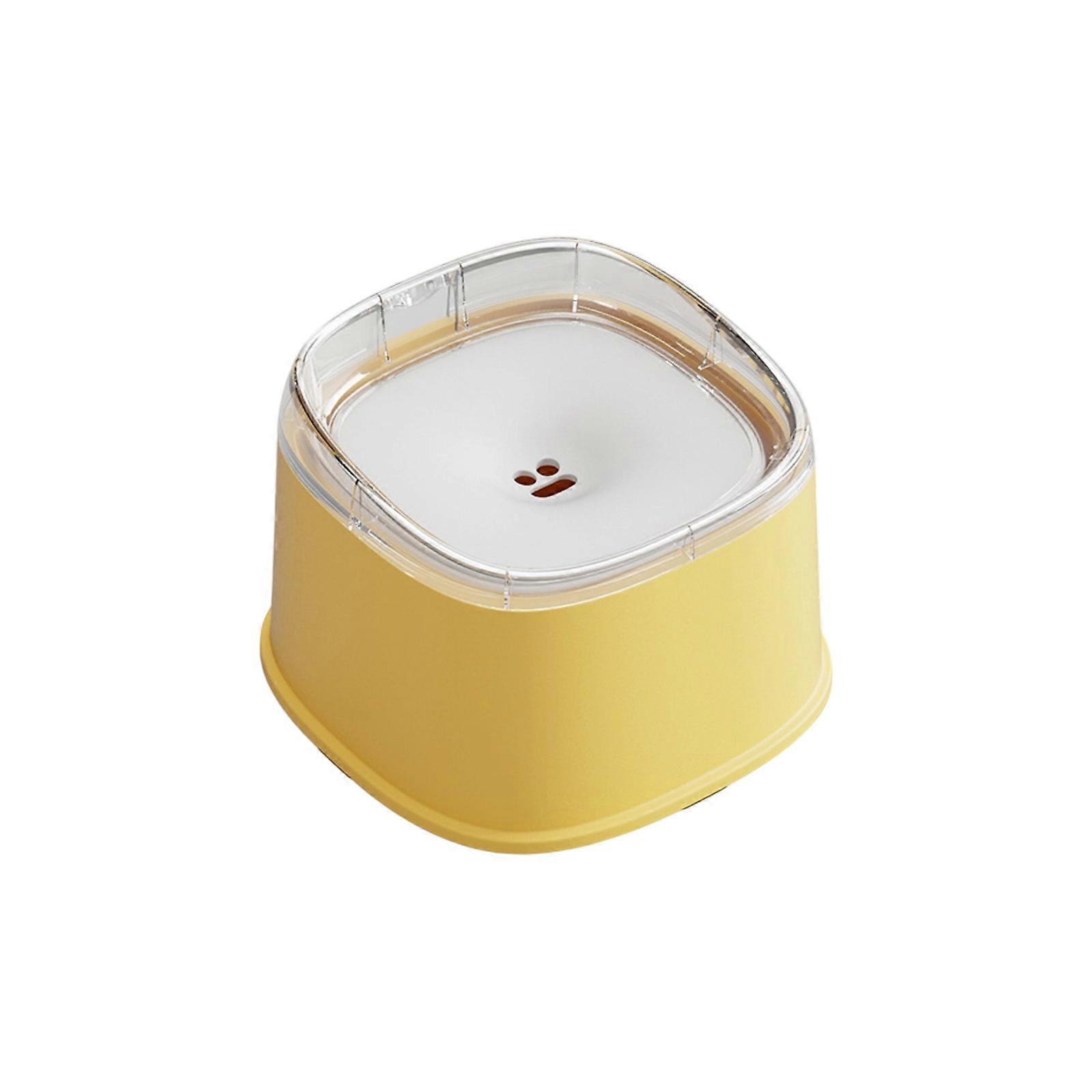 Leakproof Elevated Pet Bowl With Floating Mechanism Water Level Control Stable For Energetic Dog  Yellow and white