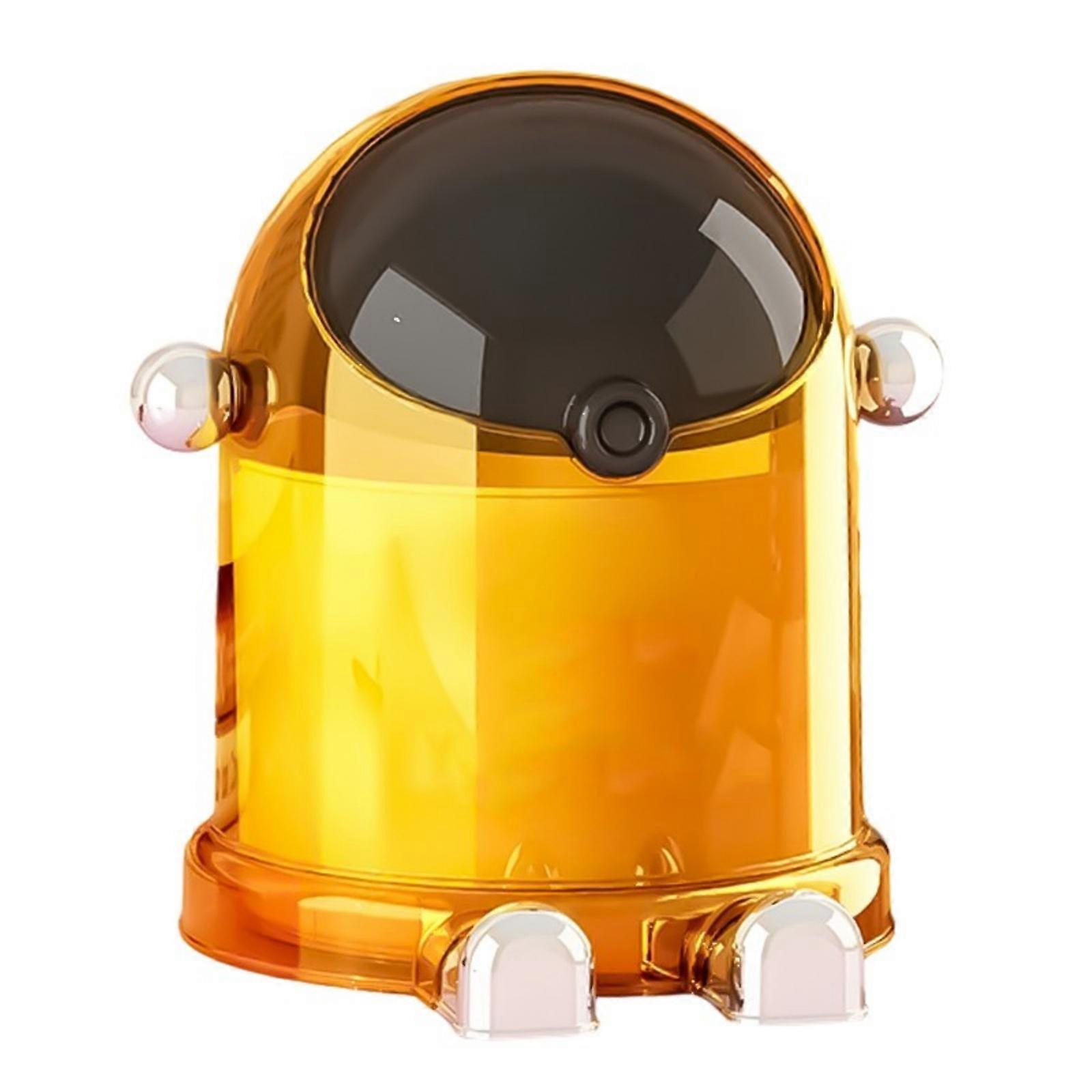 Small Office Waste Container For Desk Organization Space Saving Scheme Recyclable Plastic Trash Container  Transparent yellow