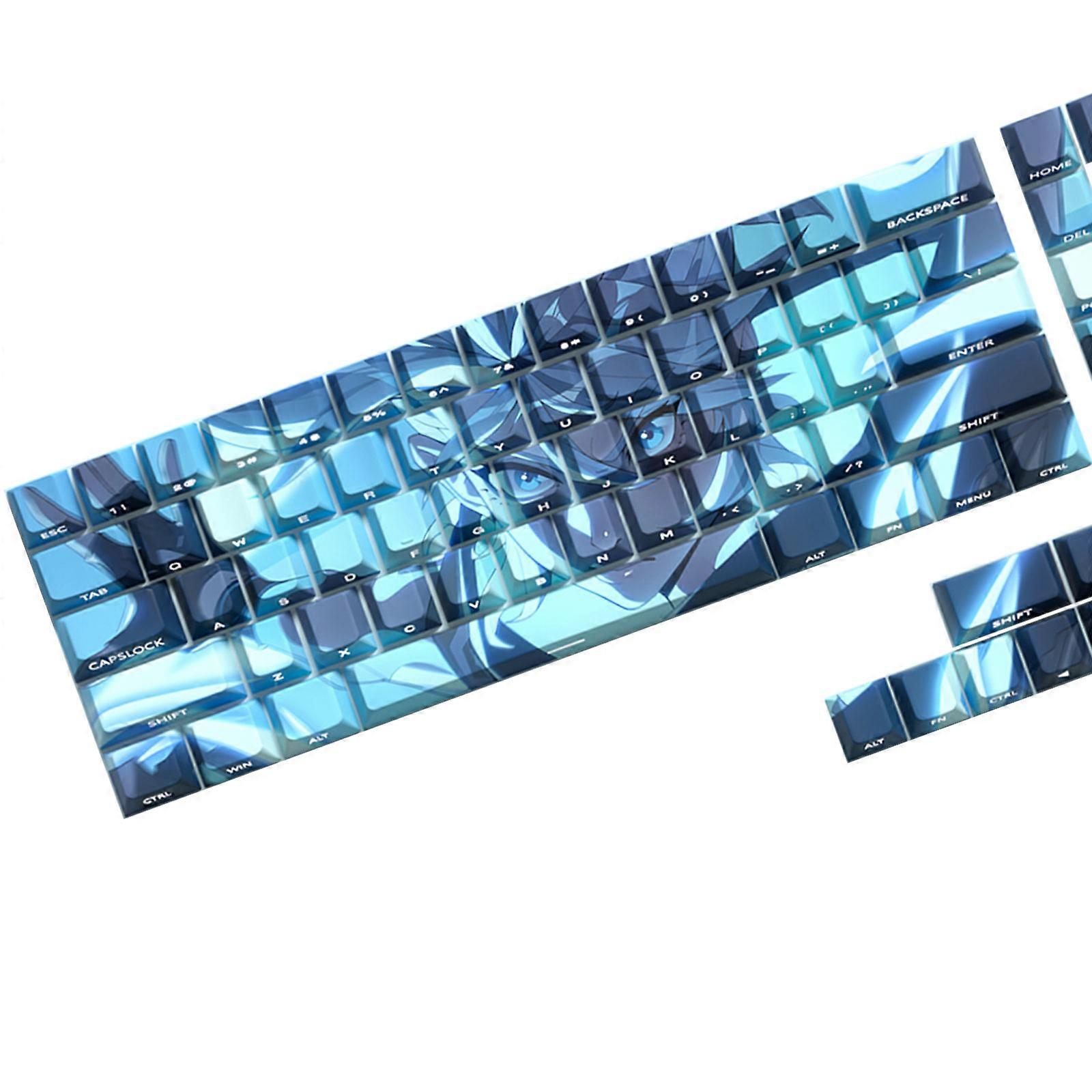 74 Keys Anime Keycaps PBT Side Printed Backlit Cartoon Gaming Key Caps Keycaps Keycap for 61 67 68 Keyboards Multicolor