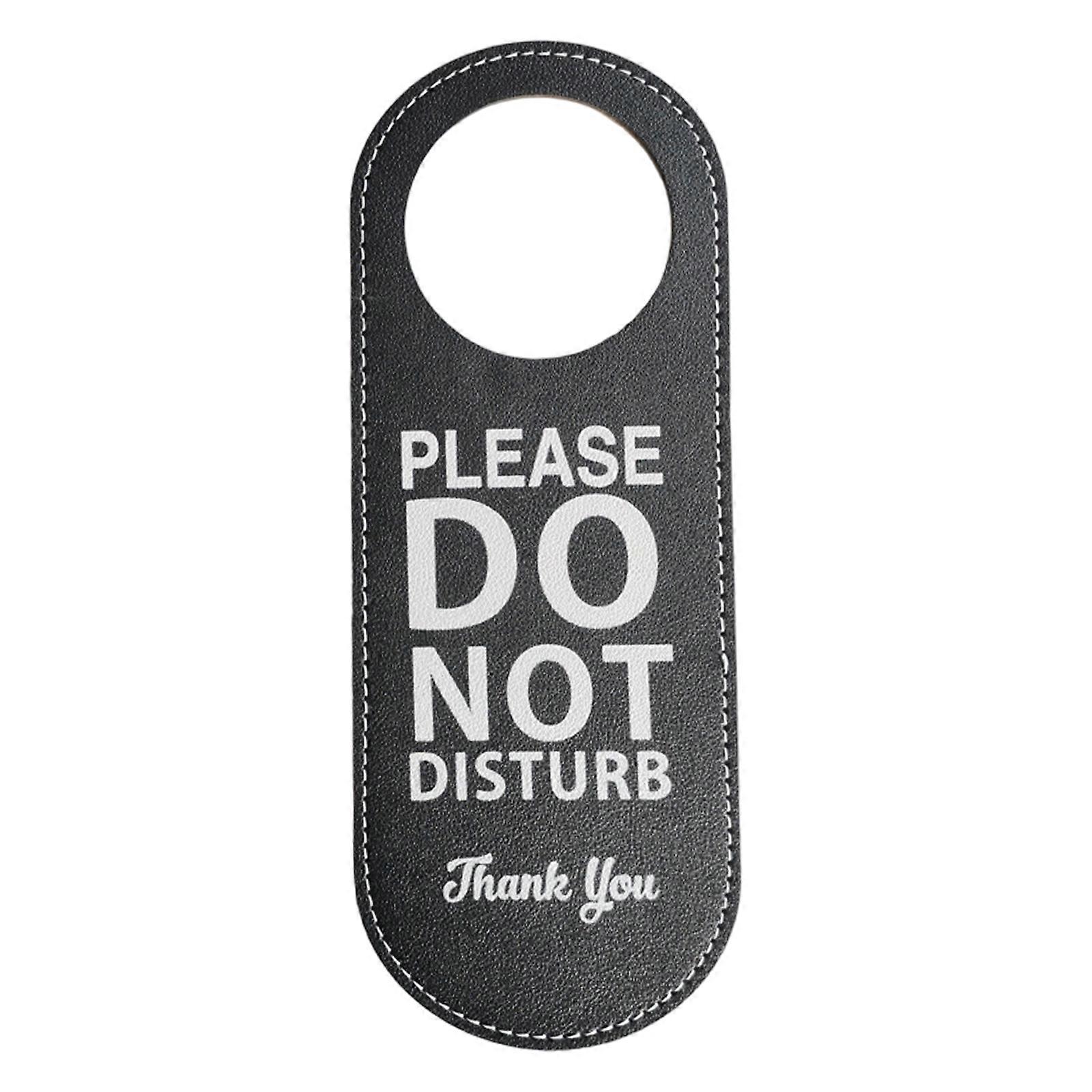 Reuseable Soft PU Leather Knock Please Hanging Sign For Meeting Room Privacy Reversible Do Not Disturb Office Door Sign Multicolor