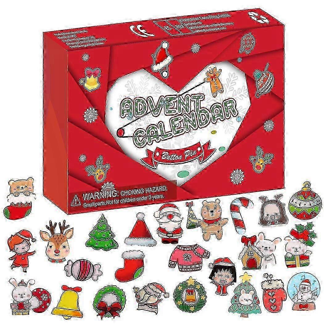 24-day advent calendar for Christmas with blind box brooches New Arrival