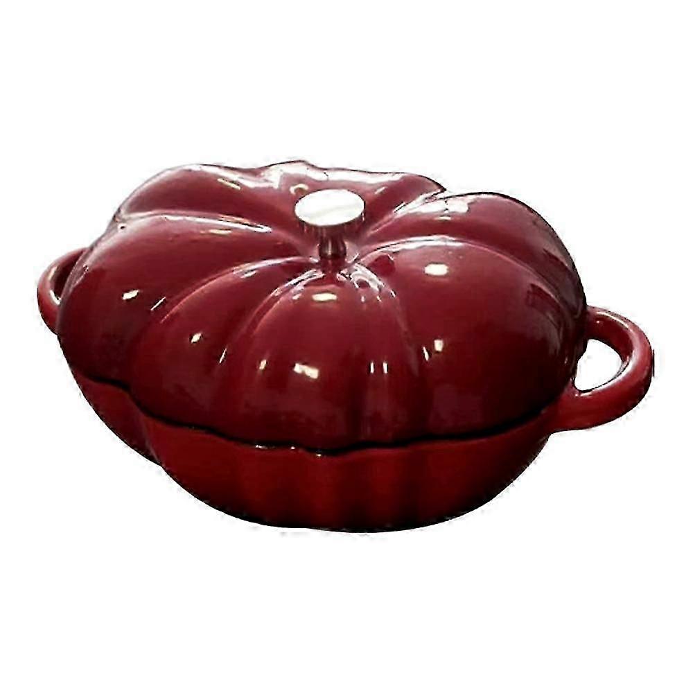 南瓜铸铁荷兰烤箱，2L 搪瓷锅带盖，不粘