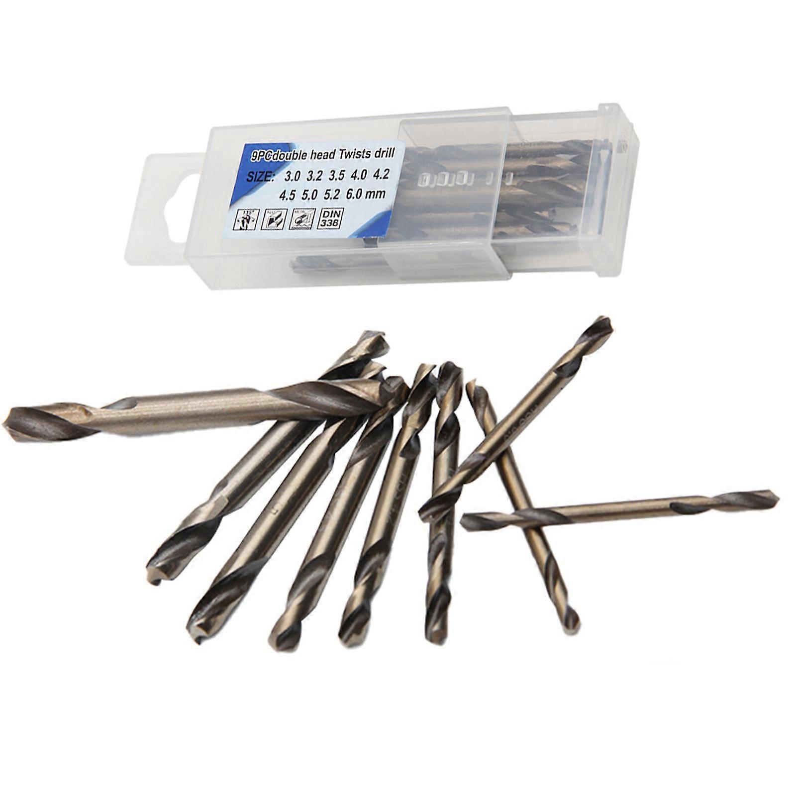 9pc High Speed Steel Double Point AugeDrill Bits Plastic Storage Case Included Efficient Drilling For Craftsmen Projects Multicolor