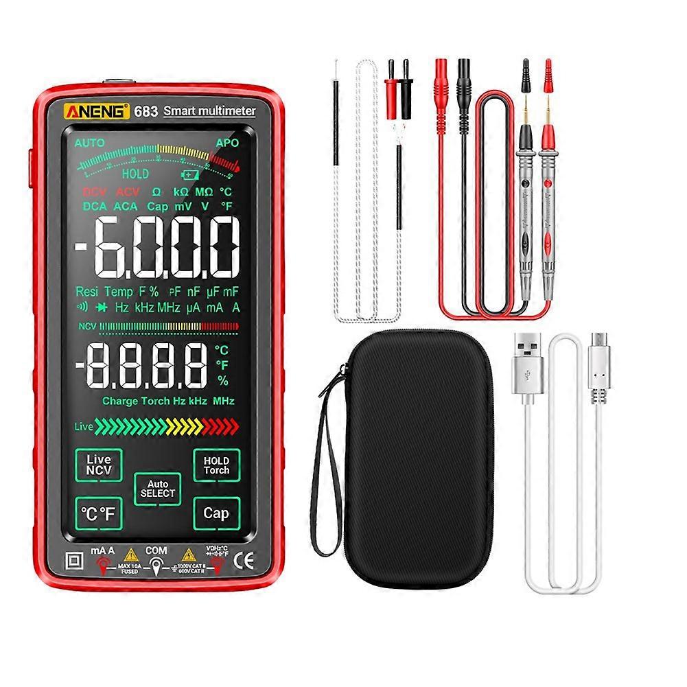 ANENG 683 Smart Multimeter High-End Touch 6000 Counts Multimetro Test Rechargeable Multitester AC/DC Voltage Tester Tool Red
