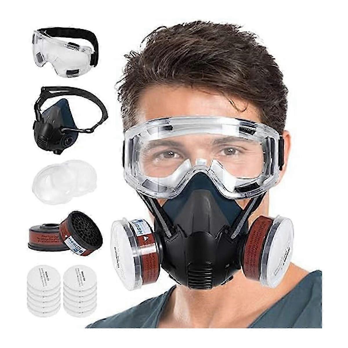 Respirator Gas Mask with Filters, for Dust Fumes, Paint , A